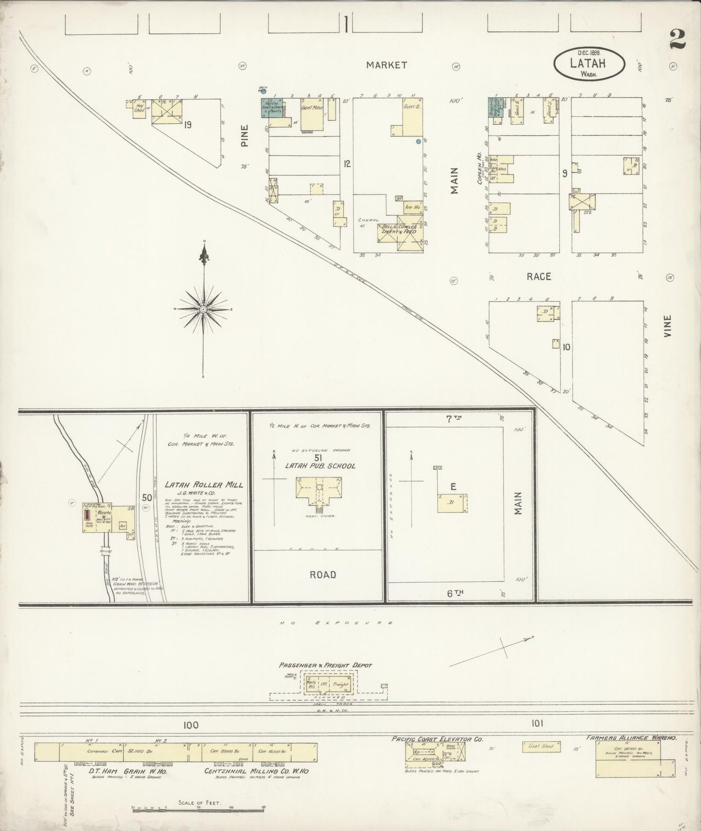 Sanborn Fire Insurance Map from Latah, Spokane County, Washington (1898), Sheet #0002 - Complete Map Set gallery image, historic Sanborn map, vintage wall art, Washington Washington