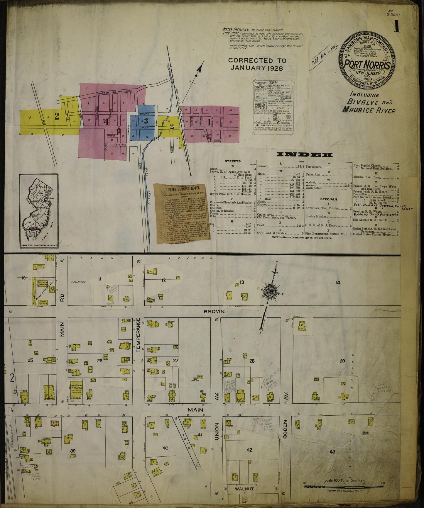 Sanborn Fire Insurance Map from Port Norris, Cumberland County, New Jersey. (1928) – Historic Sanborn Fire Insurance Map Print