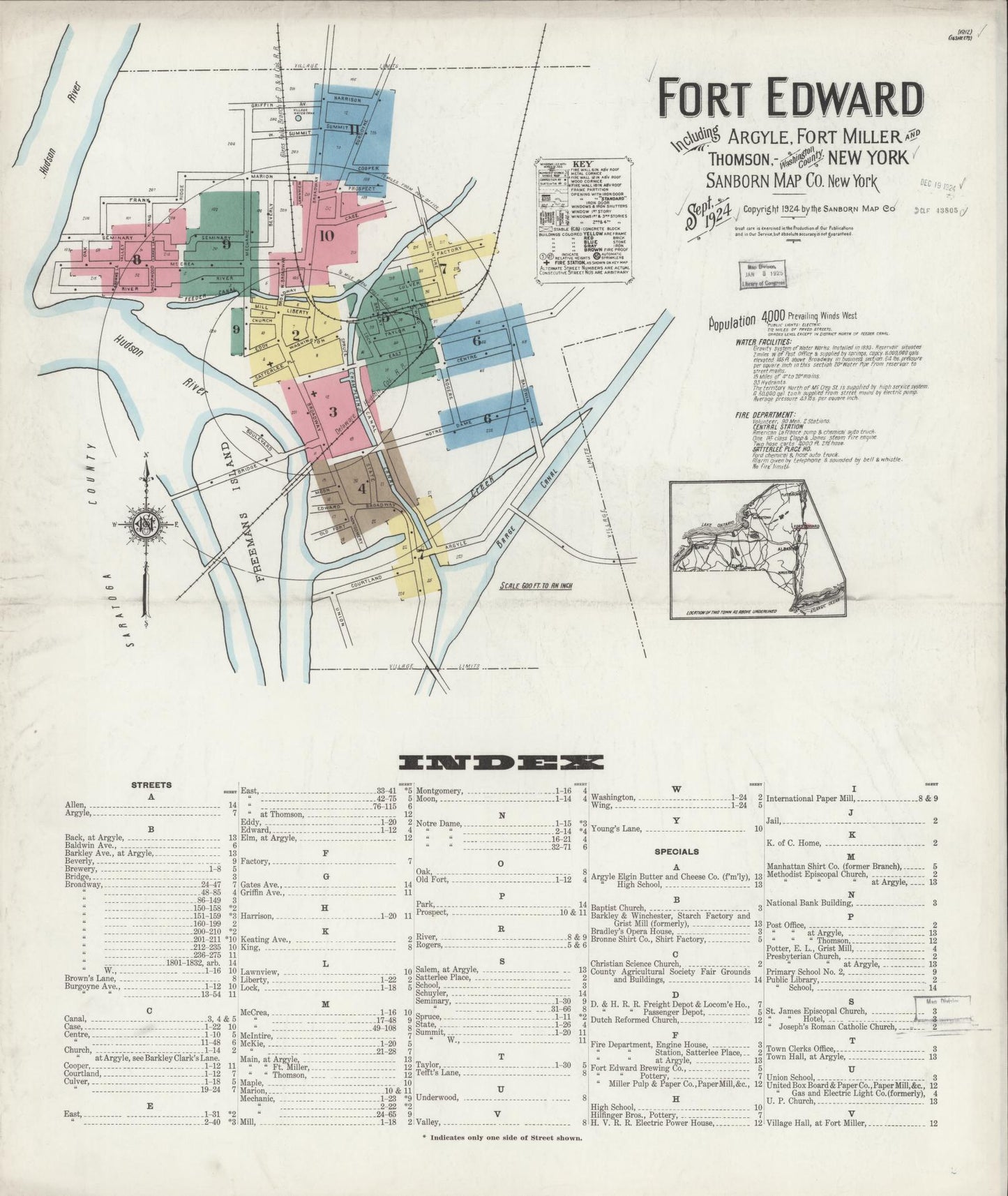 Sanborn Fire Insurance Map from Fort Edward, Washington County, New York. (1924) – Historic Sanborn Fire Insurance Map Print