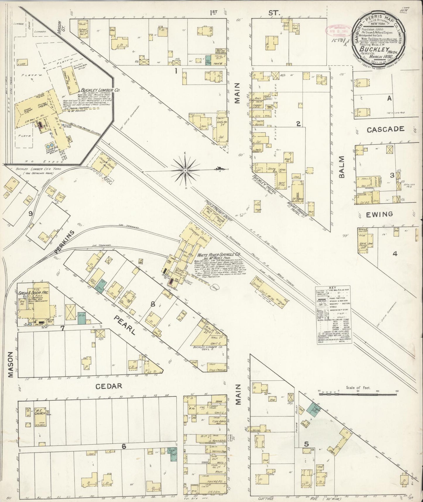 Sanborn Fire Insurance Map from Buckley, Pierce County, Washington. (1892) – Historic Sanborn Fire Insurance Map Print