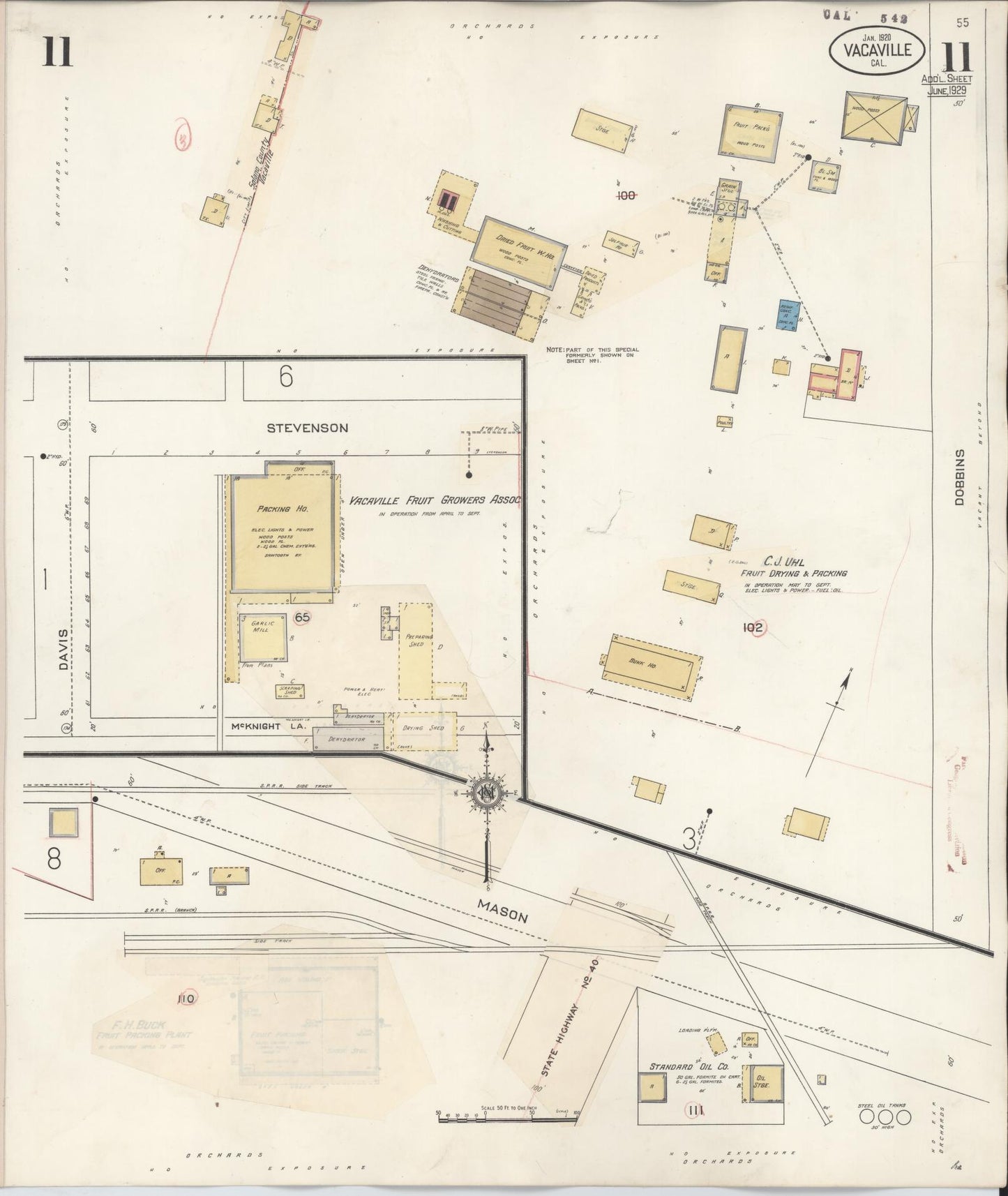 Sanborn Fire Insurance Map from Vacaville, Solano County, California (1941), Sheet #0011 - Complete Map Set gallery image, historic Sanborn map, vintage wall art, California California