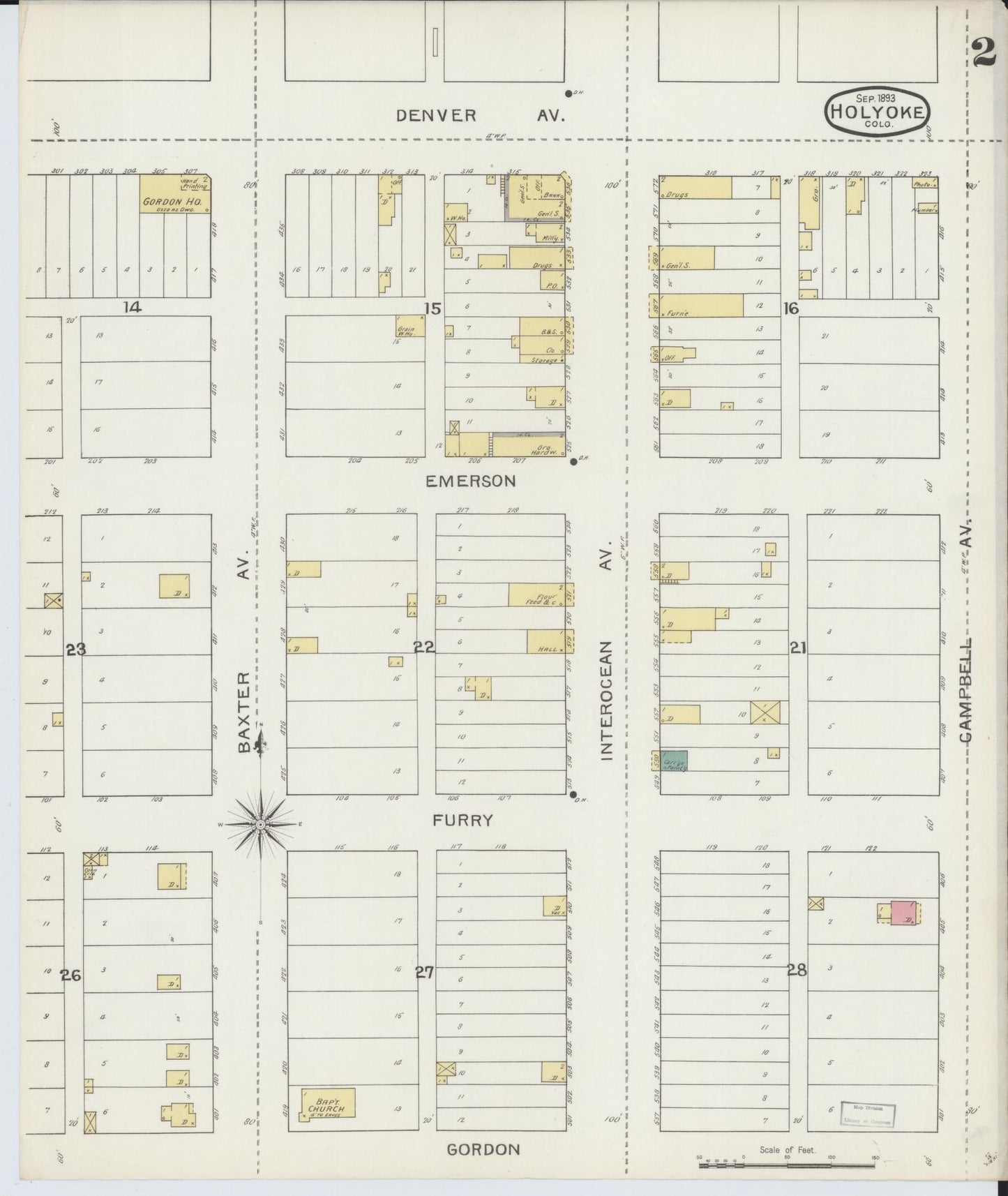Sanborn Fire Insurance Map from Holyoke, Phillips County, Colorado (1893), Sheet #0002 - Historic Sanborn Fire Insurance Map Print, vintage old map wall art, antique decor, genealogy gift, Colorado Colorado map