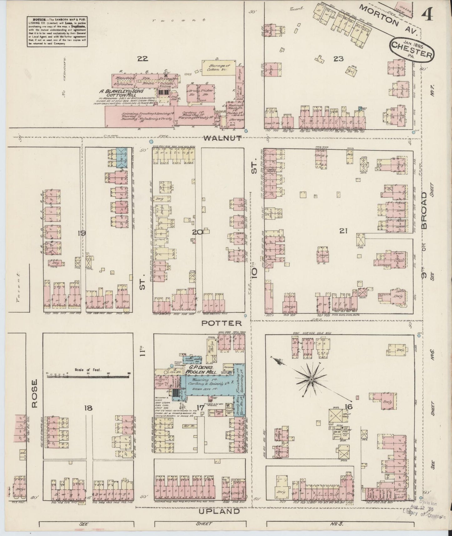 Sanborn Fire Insurance Map from Chester, Delaware County, Pennsylvania (1885), Sheet #0004 - Historic Sanborn Fire Insurance Map Print, vintage old map wall art, antique decor, genealogy gift, Pennsylvania Pennsylvania map