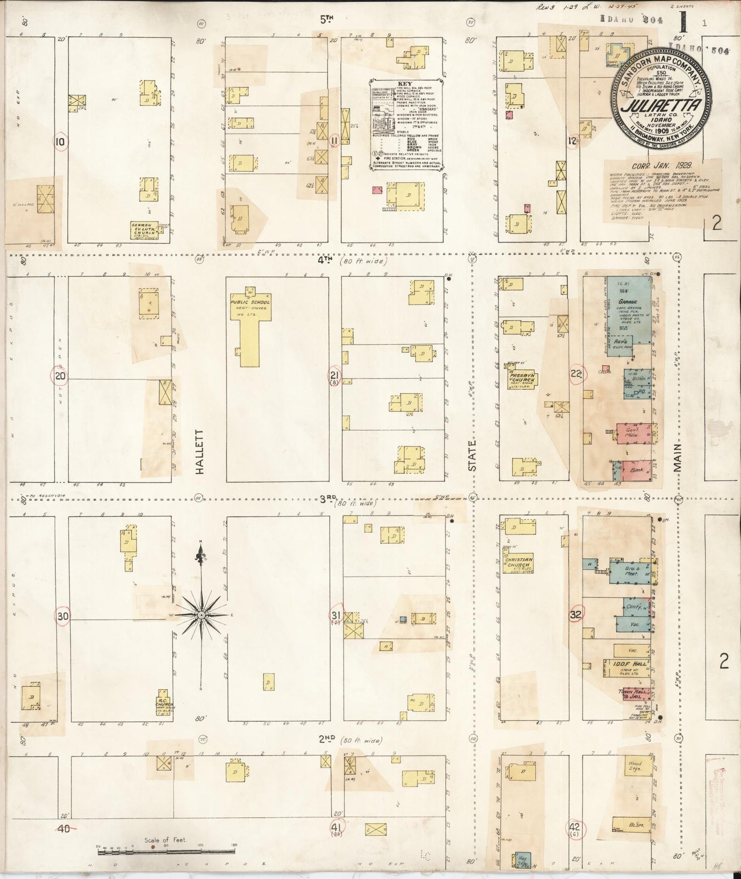 Sanborn Fire Insurance Map from Juliaetta, Latah County, Idaho. (1929) – Historic Sanborn Fire Insurance Map Print