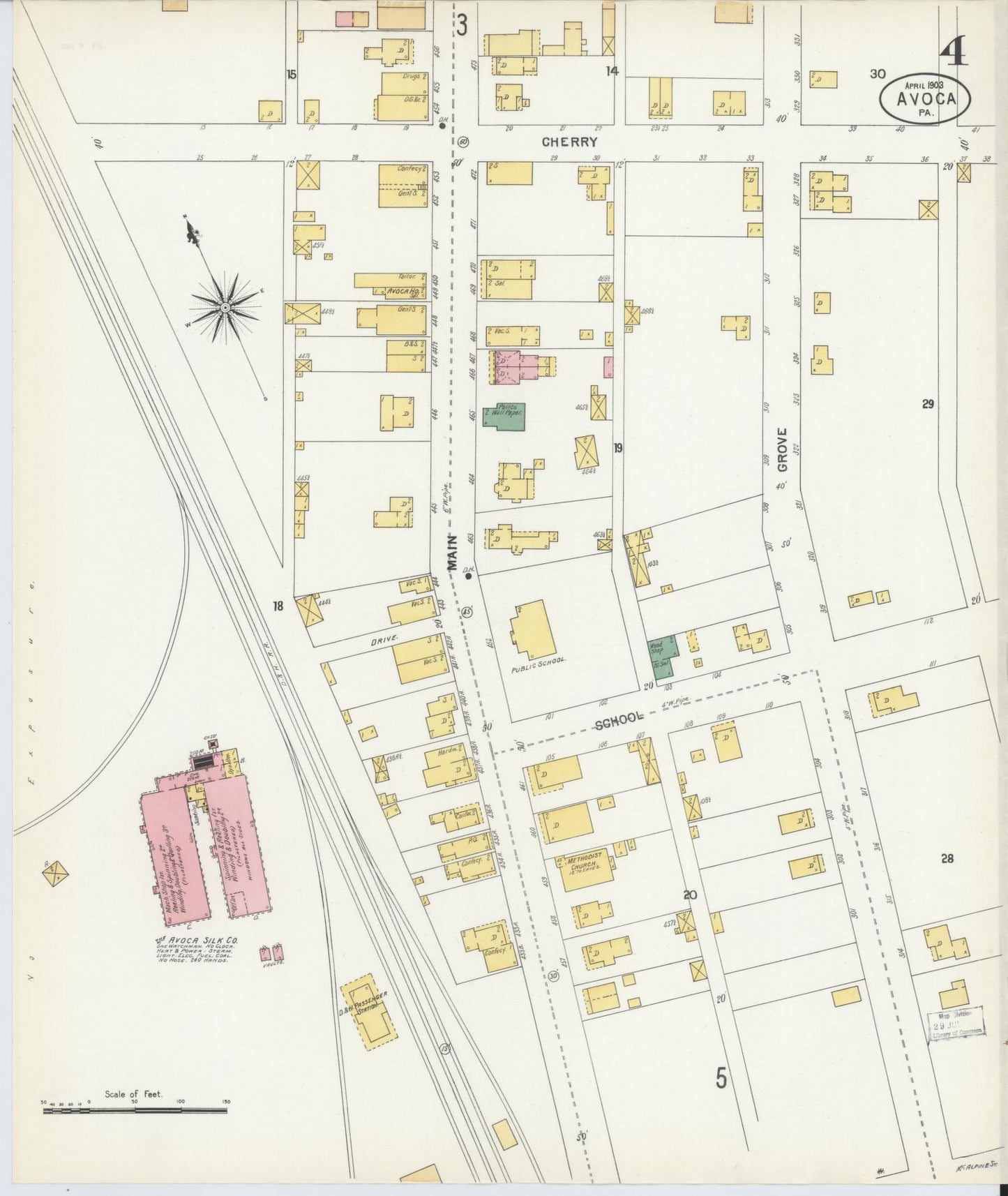 Sanborn Fire Insurance Map from Avoca, Luzerne County, Pennsylvania (1903), Sheet #0004 - Historic Sanborn Fire Insurance Map Print, vintage old map wall art, antique decor, genealogy gift, Pennsylvania Pennsylvania map