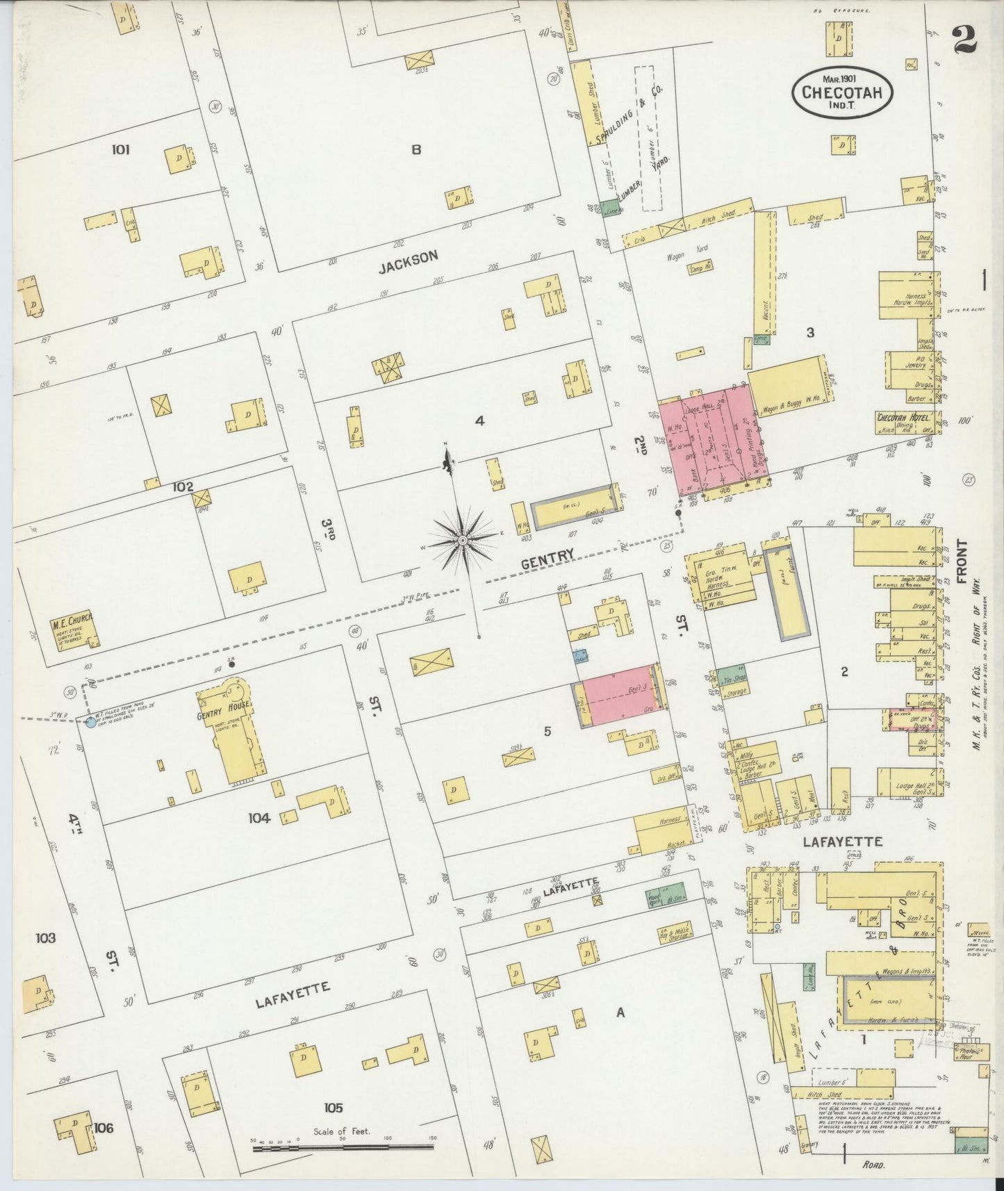 Sanborn Fire Insurance Map from Checotah, McIntosch County, Oklahoma (1901), Sheet #0002 - Complete Map Set gallery image, historic Sanborn map, vintage wall art, Oklahoma Oklahoma