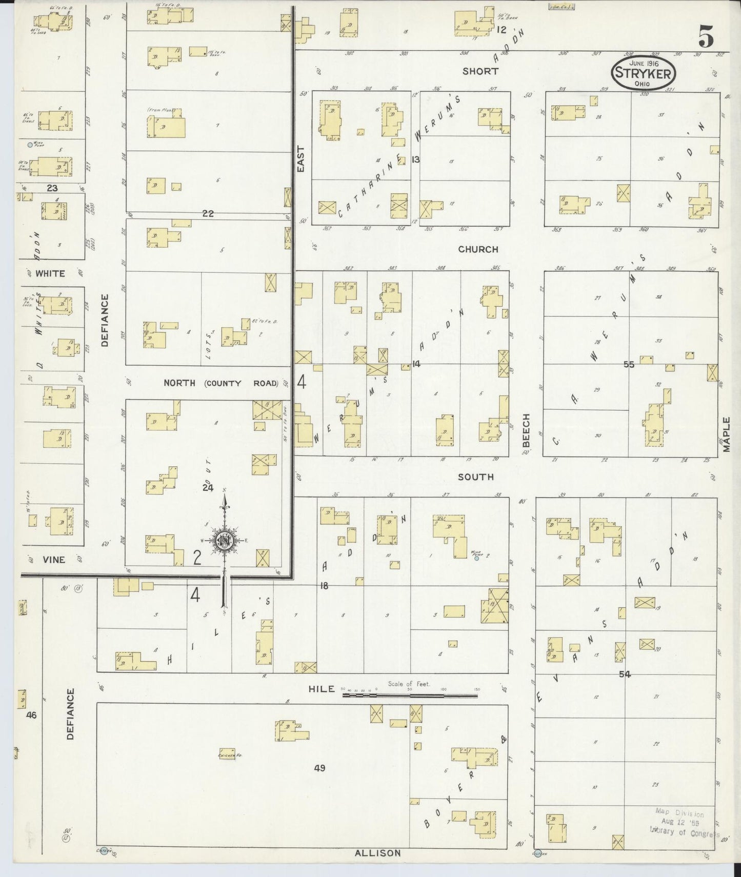 Sanborn Fire Insurance Map from Stryker, Williams County, Ohio (1916), Sheet #0005 - Historic Sanborn Fire Insurance Map Print, vintage old map wall art, antique decor, genealogy gift, Ohio Ohio map
