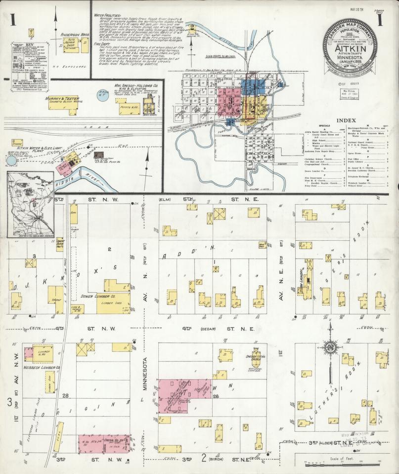 Sanborn Fire Insurance Map from Aitkin, Aitkin County, Minnesota. (1924) – Map View