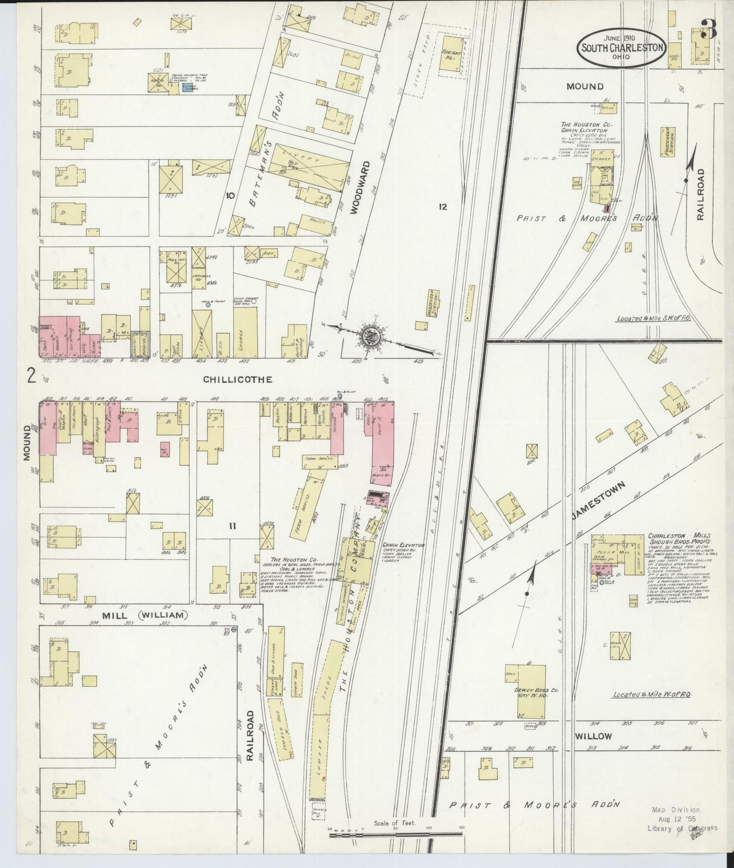 Sanborn Fire Insurance Map from South Charleston, Clark County, Ohio (1910), Sheet #0003 - Historic Sanborn Fire Insurance Map Print, vintage old map wall art, antique decor, genealogy gift, Ohio Ohio map
