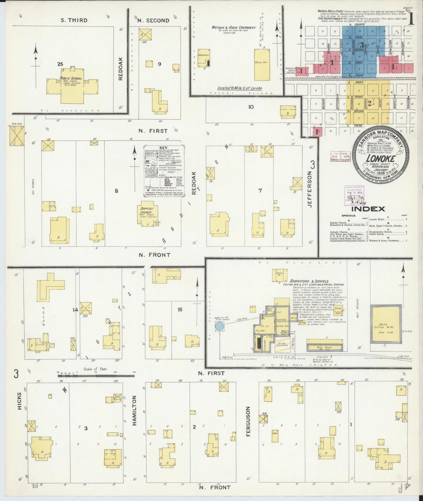 Sanborn Fire Insurance Map from Lonoke, Lonoke County, Arkansas. (1909) – Historic Sanborn Fire Insurance Map Print