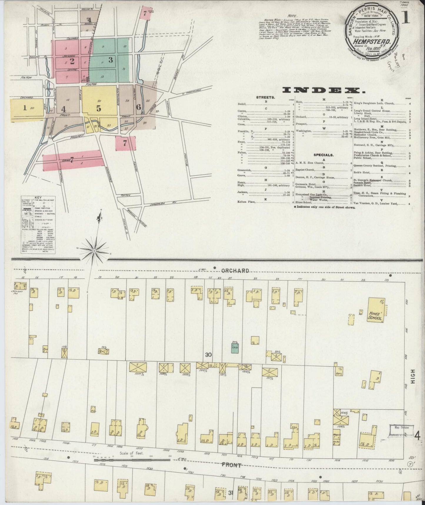 Sanborn Fire Insurance Map from Hempstead, Nassau County, New York. (1897) – Historic Sanborn Fire Insurance Map Print