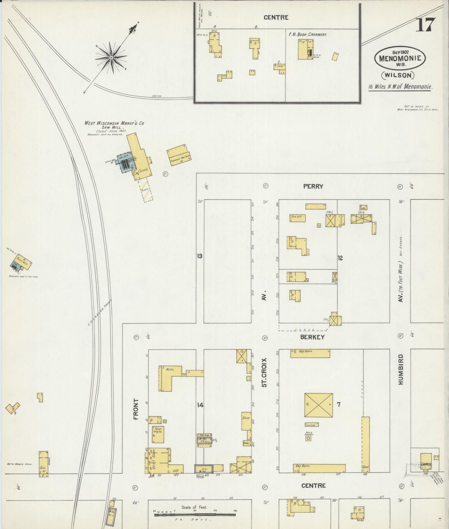 Sanborn Fire Insurance Map from Menomonie, Dunn County, Wisconsin (1902), Sheet #0017 - Historic Sanborn Fire Insurance Map Print, vintage old map wall art, antique decor, genealogy gift, Wisconsin Wisconsin map