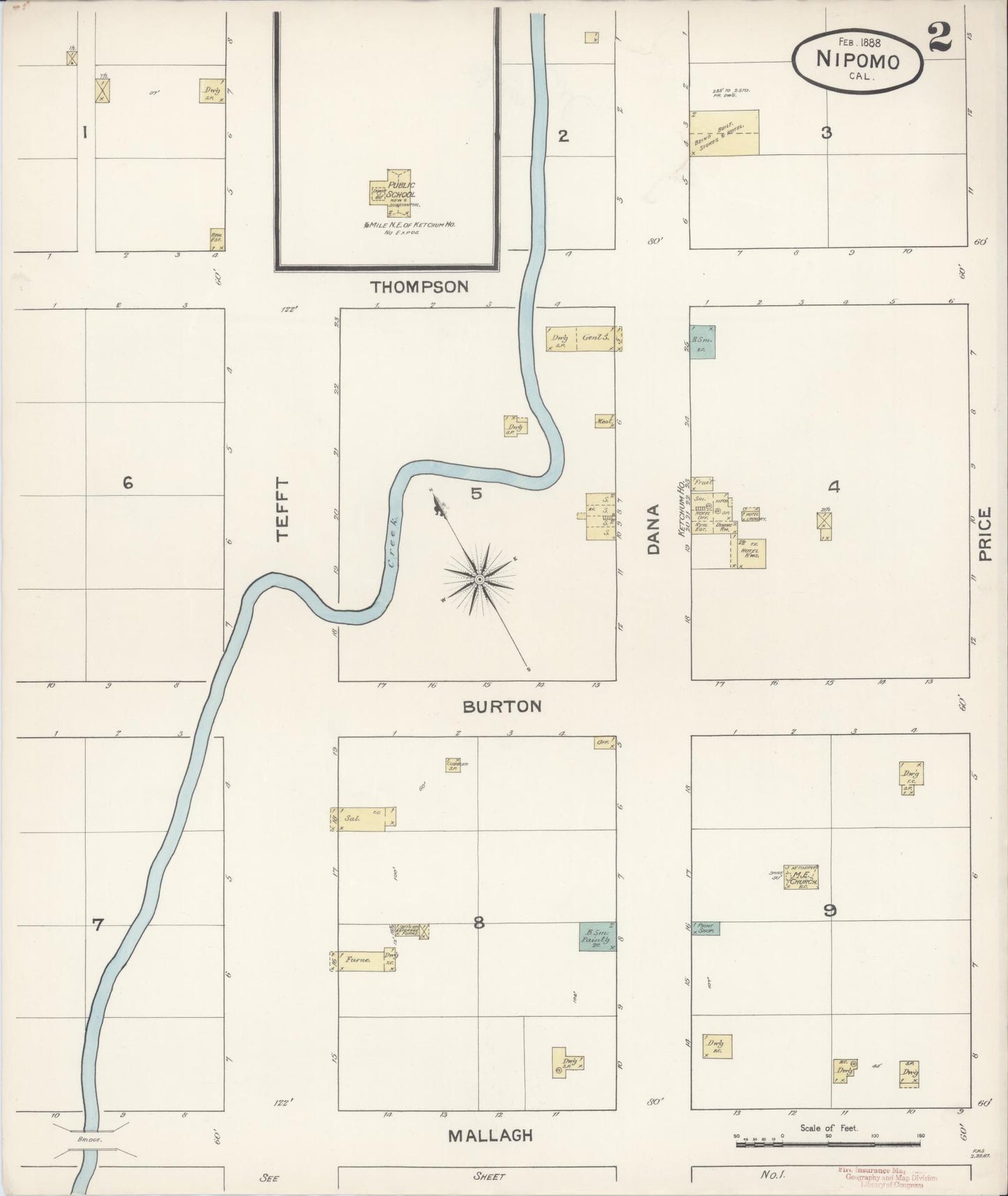 Sanborn Fire Insurance Map from Nipomo, San Luis Obispo County, California (1888), Sheet #0002 - Complete Map Set gallery image, historic Sanborn map, vintage wall art, California California