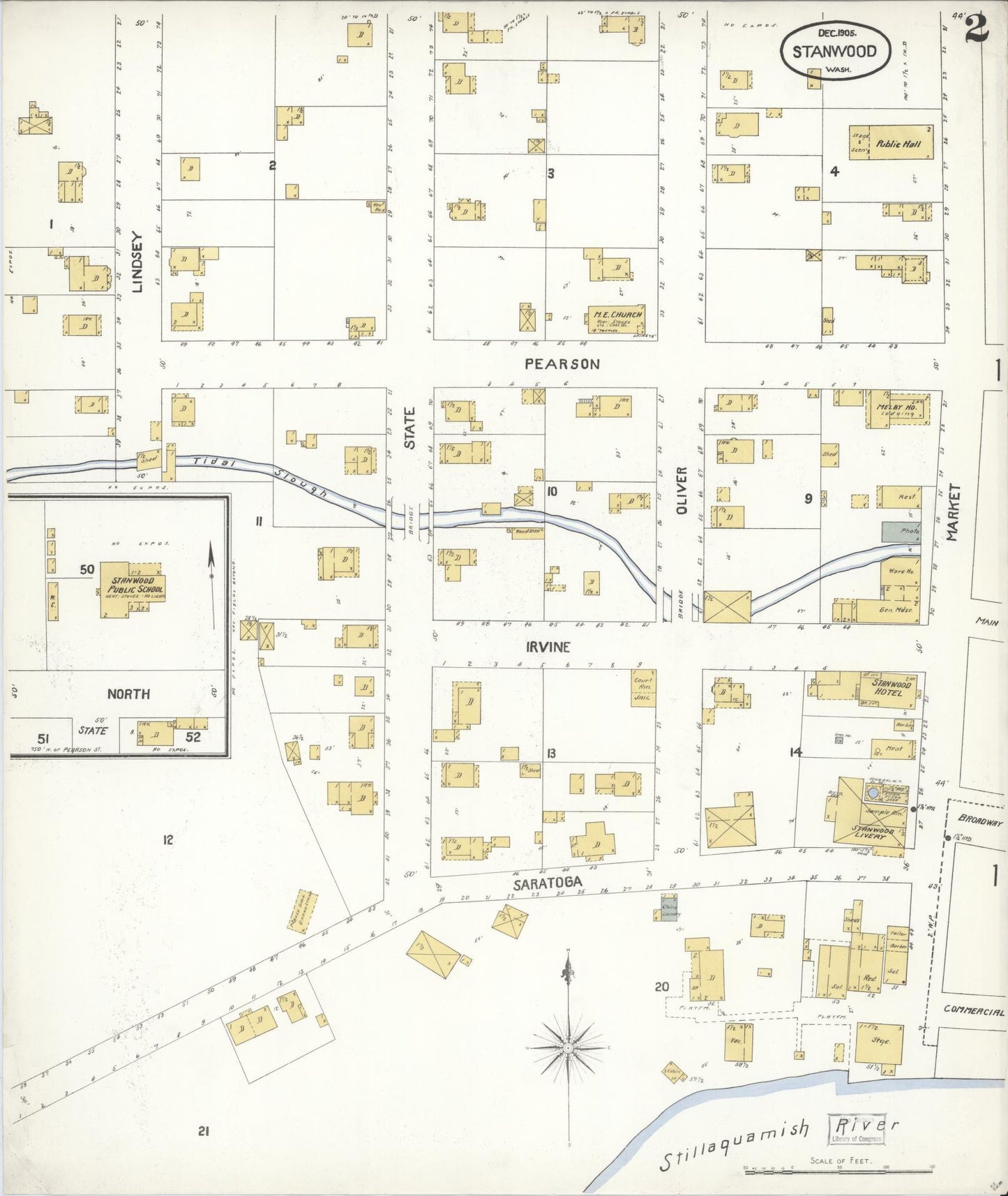 Sanborn Fire Insurance Map from Stanwood, Snohomish County, Washington (1905), Sheet #0002 - Complete Map Set gallery image, historic Sanborn map, vintage wall art, Washington Washington