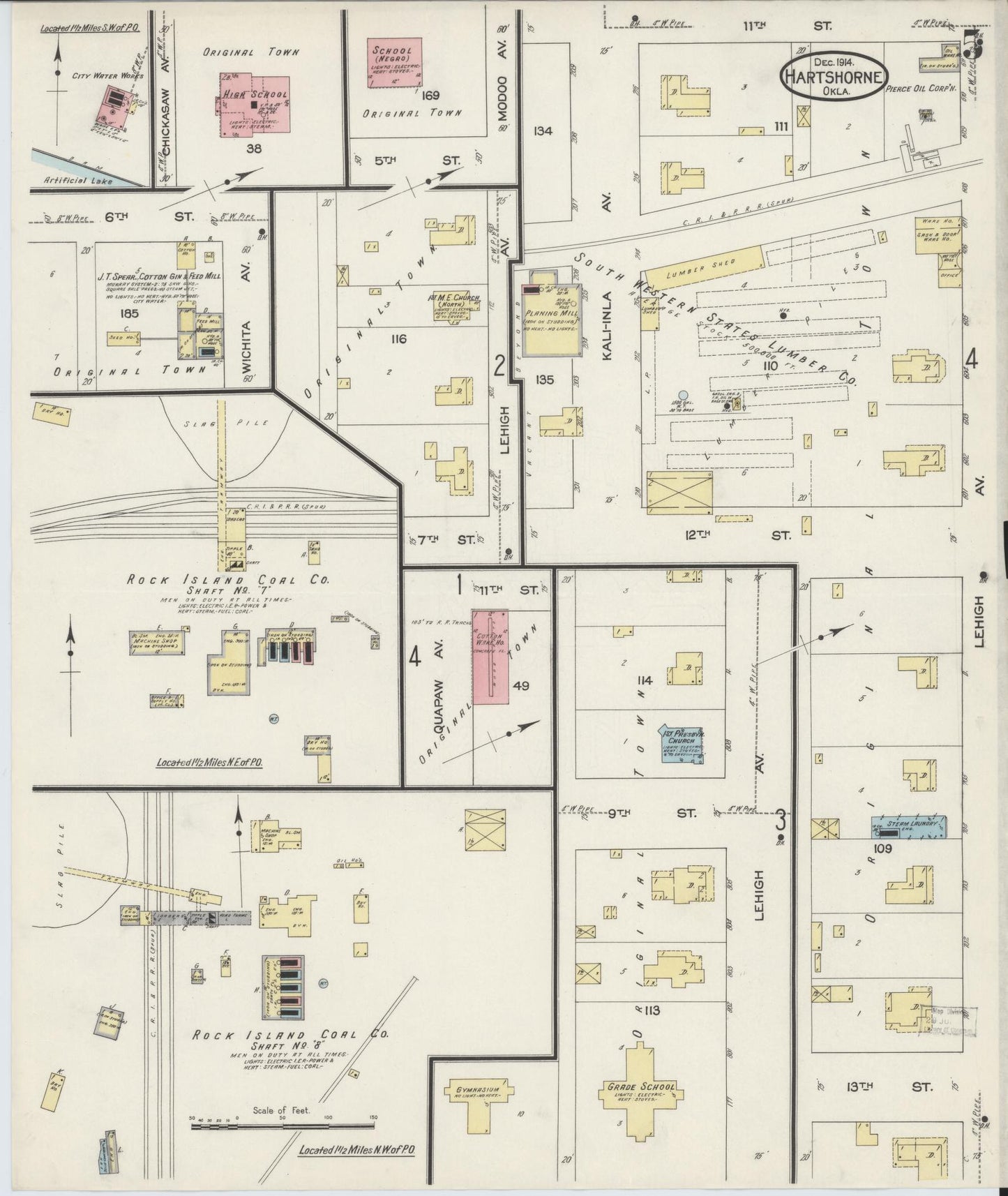 Sanborn Fire Insurance Map from Hartshorne, Pittsburg County, Oklahoma (1914), Sheet #0005 - Complete Map Set gallery image, historic Sanborn map, vintage wall art, Oklahoma Oklahoma