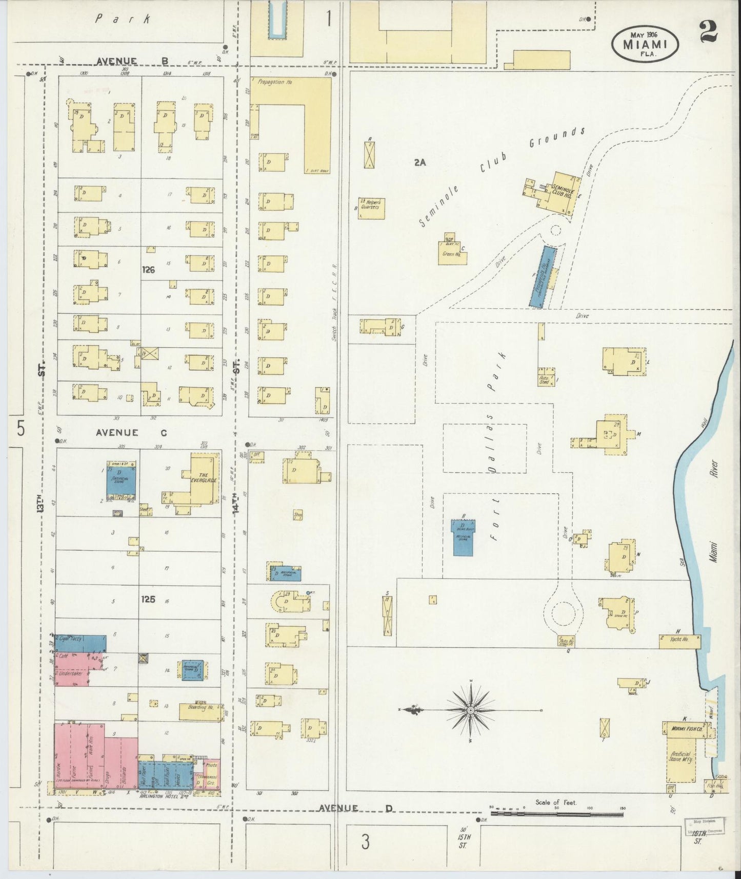 Sanborn Fire Insurance Map from Miami, Dade County, Florida (1906), Sheet #0002 - Historic Sanborn Fire Insurance Map Print, vintage old map wall art, antique decor, genealogy gift, Florida Florida map