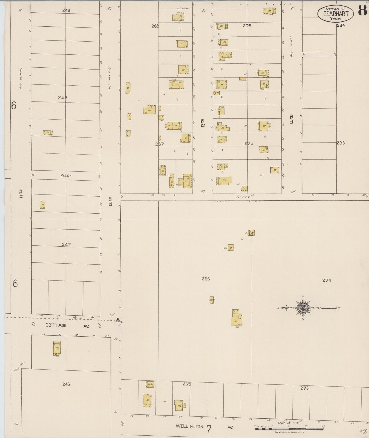 Sanborn Fire Insurance Map from Gearhart, Clatsop County, Oregon (1921), Sheet #0008 - Complete Map Set gallery image, historic Sanborn map, vintage wall art, Oregon Oregon