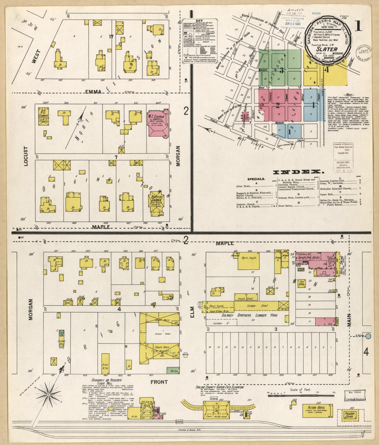 Sanborn Fire Insurance Map from Slater, Saline County, Missouri (1900), Sheet #0001 - Historic Sanborn Fire Insurance Map Print, vintage old map wall art, antique decor, genealogy gift, Missouri Missouri map
