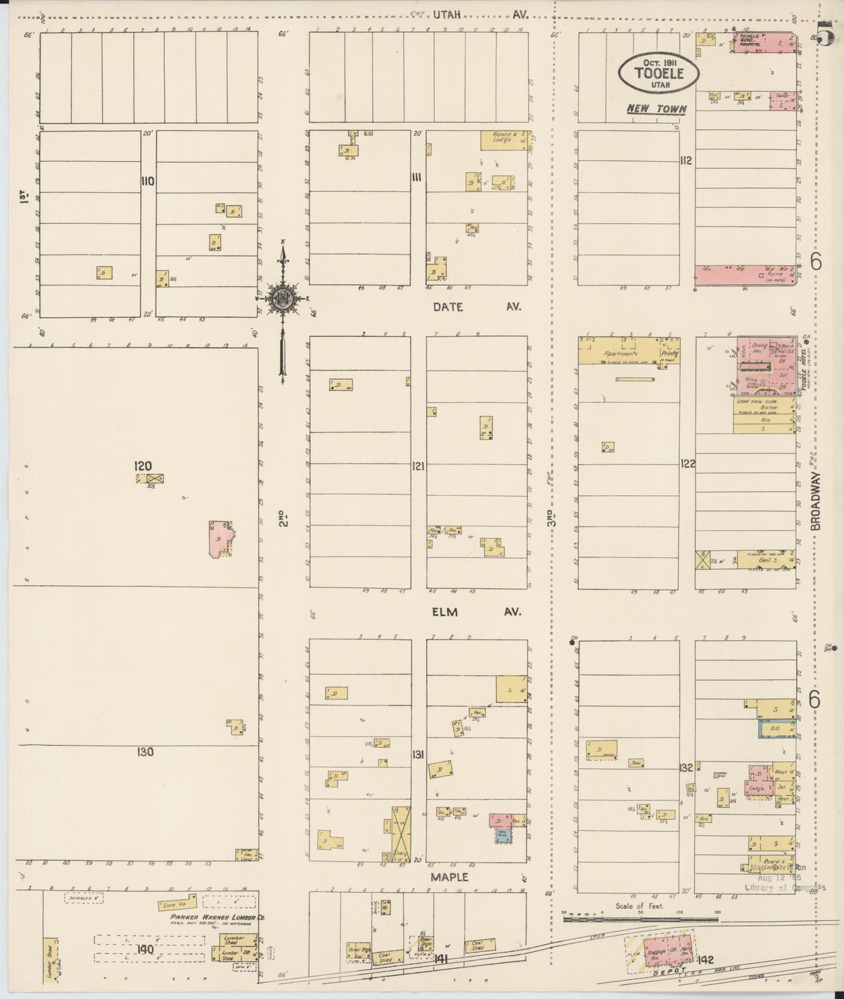 Sanborn Fire Insurance Map from Tooele, Tooele County, Utah (1911), Sheet #0005 - Historic Sanborn Fire Insurance Map Print, vintage old map wall art, antique decor, genealogy gift, Utah Utah map