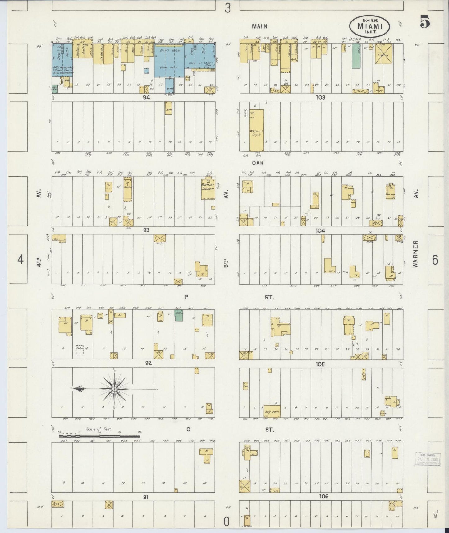 Sanborn Fire Insurance Map from Miami, Ottawa County, Oklahoma (1898), Sheet #0005 - Historic Sanborn Fire Insurance Map Print, vintage old map wall art, antique decor, genealogy gift, Oklahoma Oklahoma map