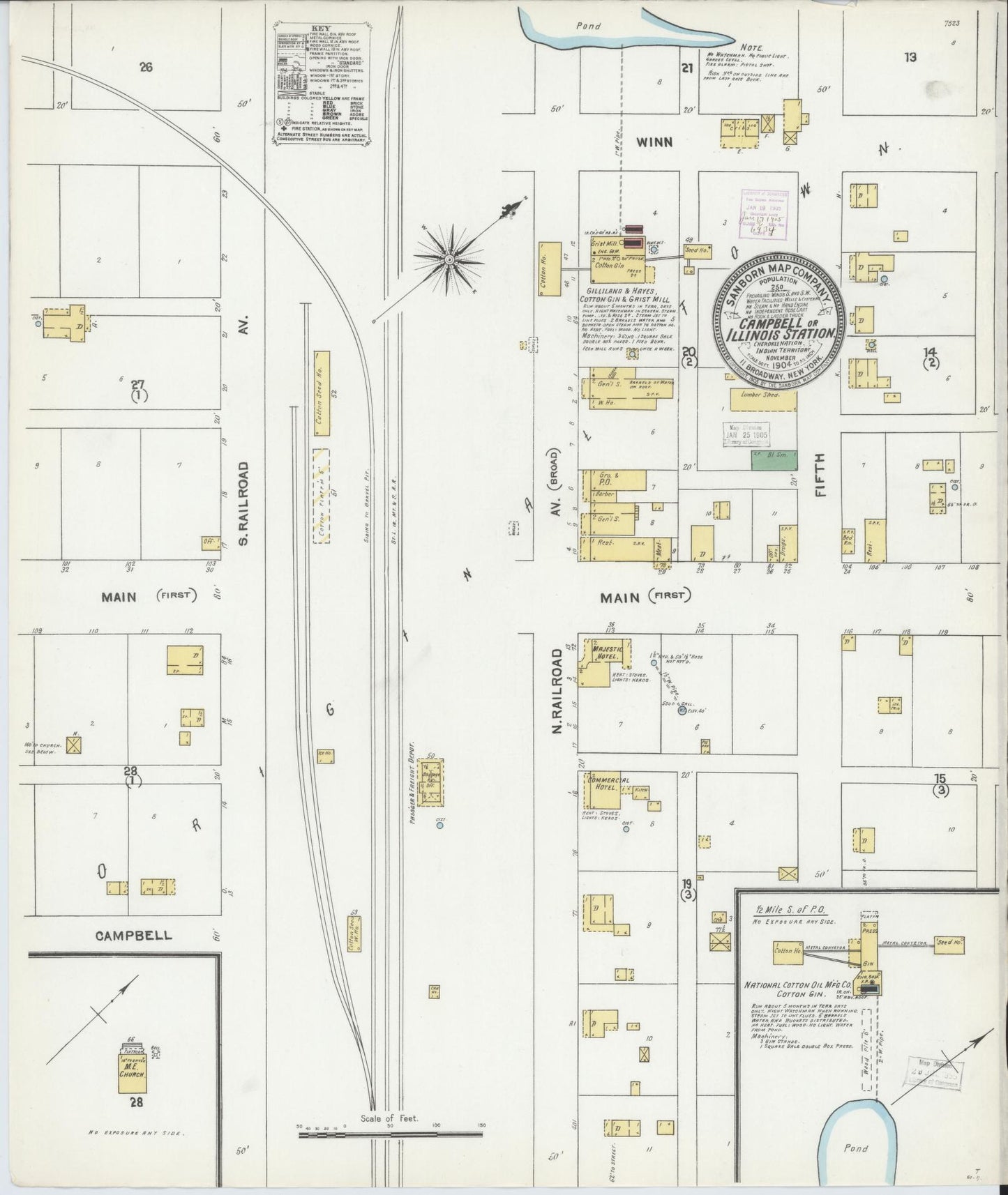 Sanborn Fire Insurance Map from Campbell, Sequoyah County, Oklahoma (1904), Sheet #0001 - Historic Sanborn Fire Insurance Map Print, vintage old map wall art, antique decor, genealogy gift, Oklahoma Oklahoma map