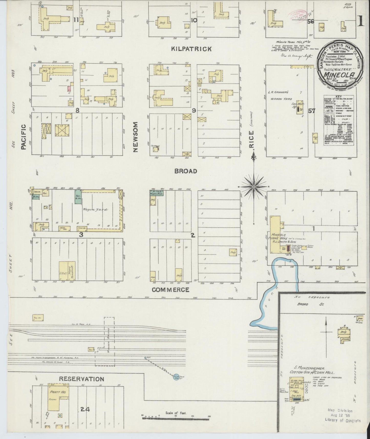 Sanborn Fire Insurance Map from Mineola, Wood County, Texas. (1891) – Historic Sanborn Fire Insurance Map Print