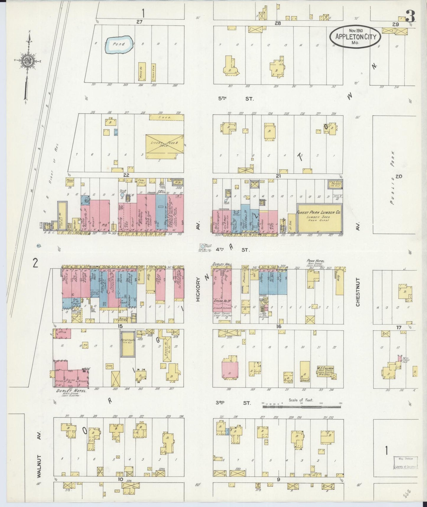 Sanborn Fire Insurance Map from Appleton City, Saint Clair County, Missouri (1910), Sheet #0003 - Complete Map Set gallery image, historic Sanborn map, vintage wall art, Missouri Missouri