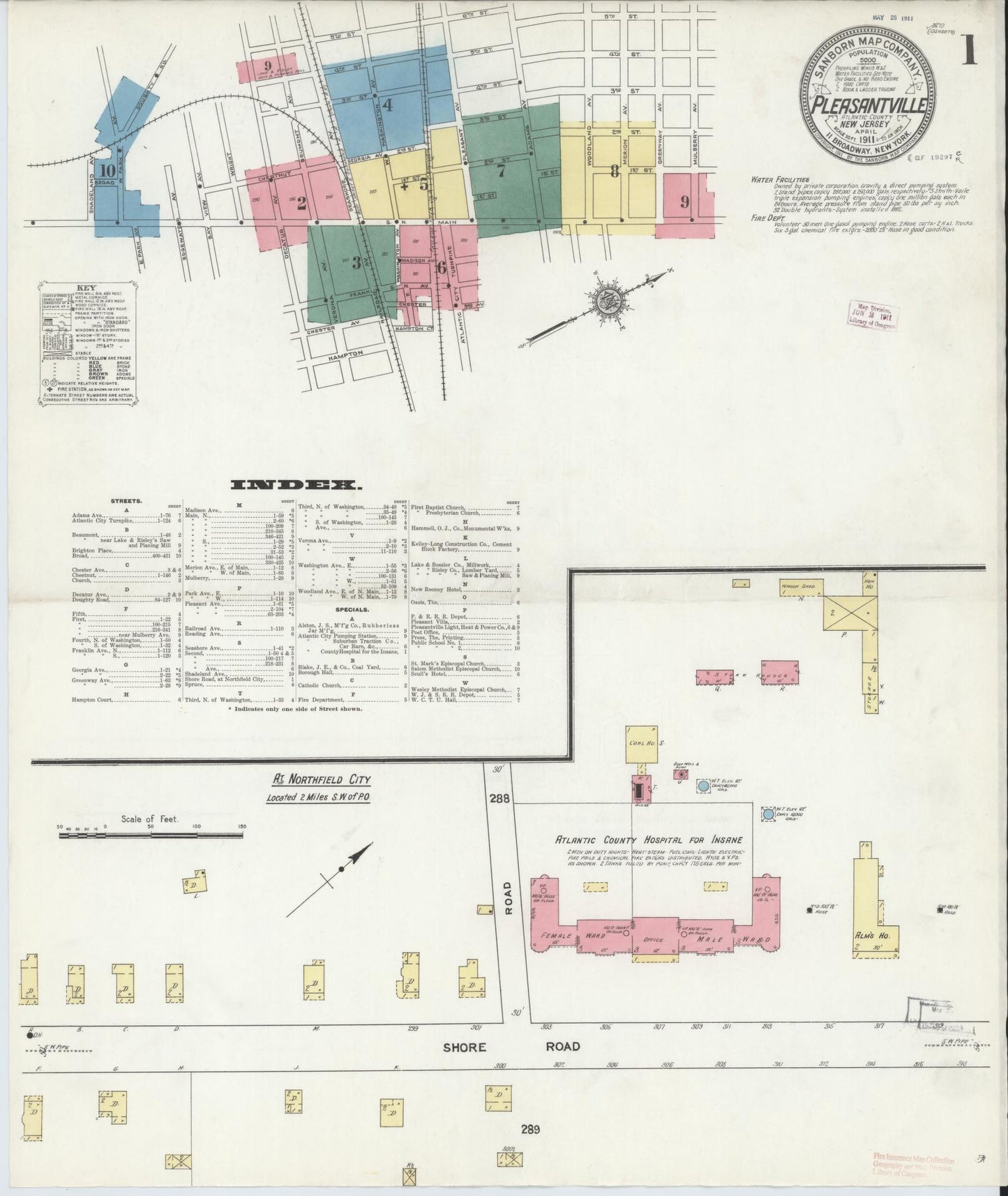 Sanborn Fire Insurance Map from Pleasantville, Atlantic County, New Jersey. (1911) – Historic Sanborn Fire Insurance Map Print
