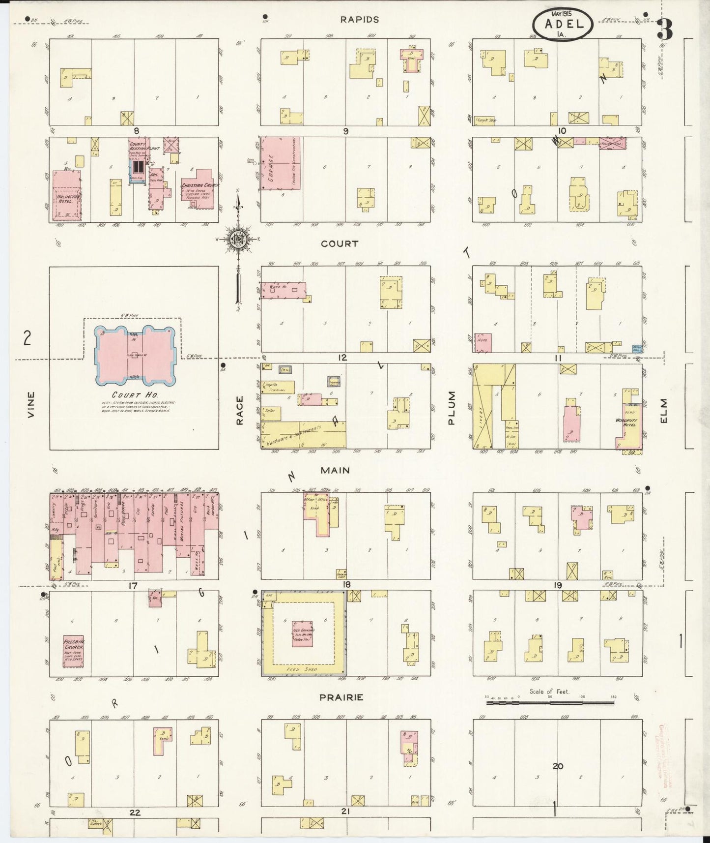 Sanborn Fire Insurance Map from Adel, Dallas County, Iowa (1915), Sheet #0003 - Historic Sanborn Fire Insurance Map Print