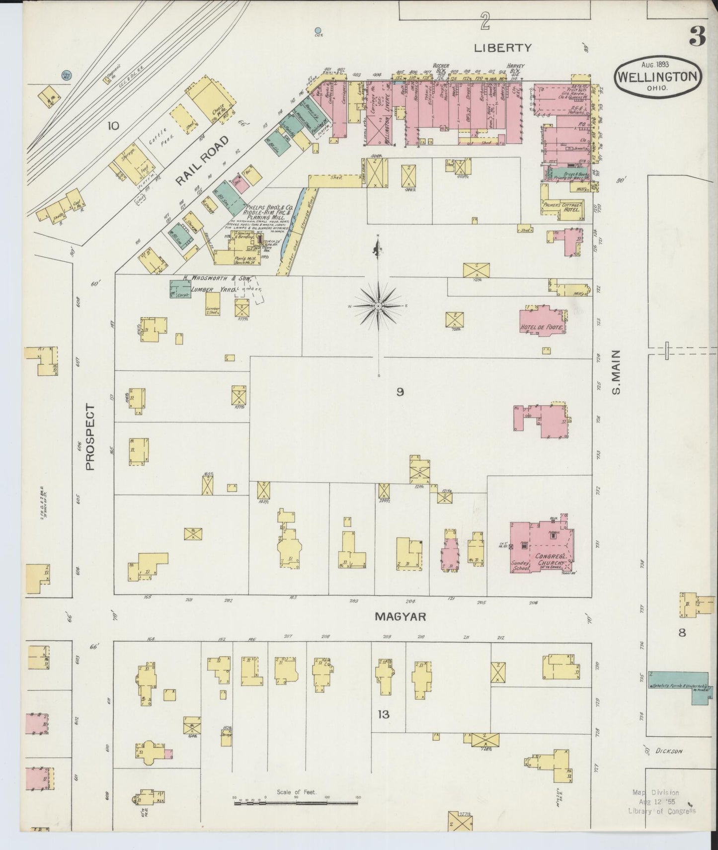 Sanborn Fire Insurance Map from Wellington, Lorain County, Ohio (1893), Sheet #0003 - Historic Sanborn Fire Insurance Map Print, vintage old map wall art, antique decor, genealogy gift, Ohio Ohio map