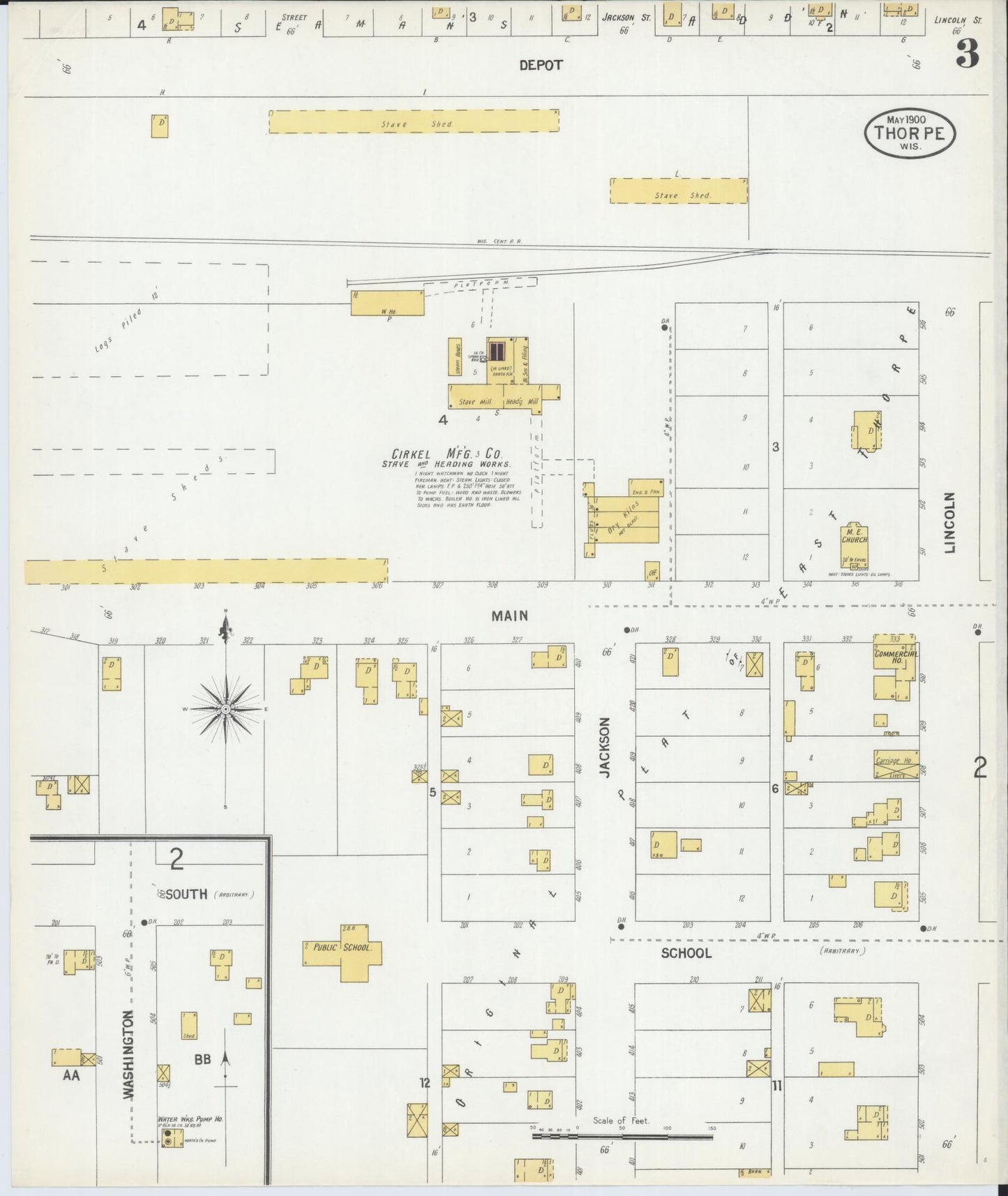 Sanborn Fire Insurance Map from Thorpe, Clark County, Wisconsin (1900), Sheet #0003 - Historic Sanborn Fire Insurance Map Print, vintage old map wall art, antique decor, genealogy gift, Wisconsin Wisconsin map
