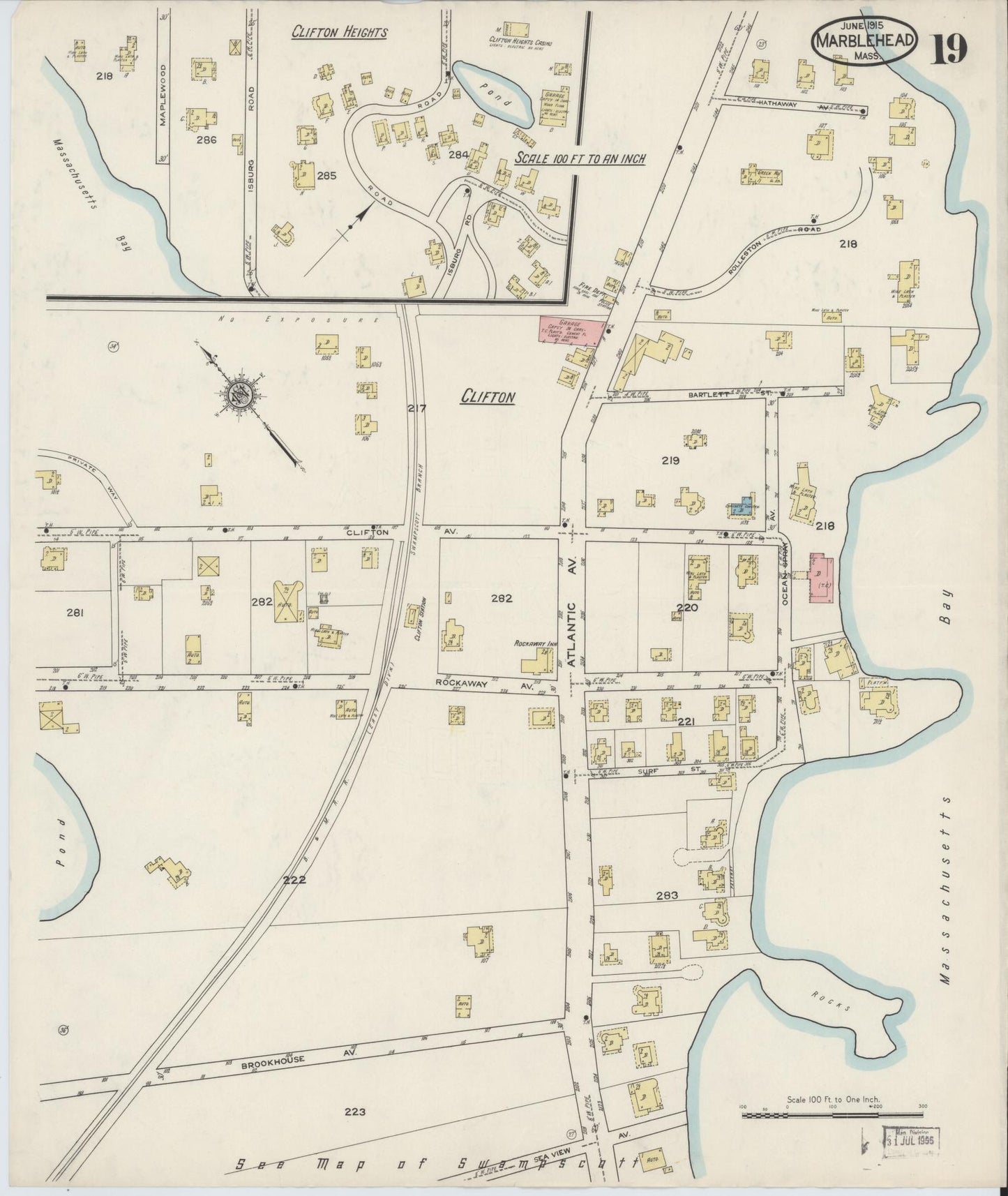 Sanborn Fire Insurance Map from Marblehead, Essex County, Massachusetts (1915), Sheet #0019 - Historic Sanborn Fire Insurance Map Print, vintage old map wall art, antique decor, genealogy gift, Massachusetts Massachusetts map