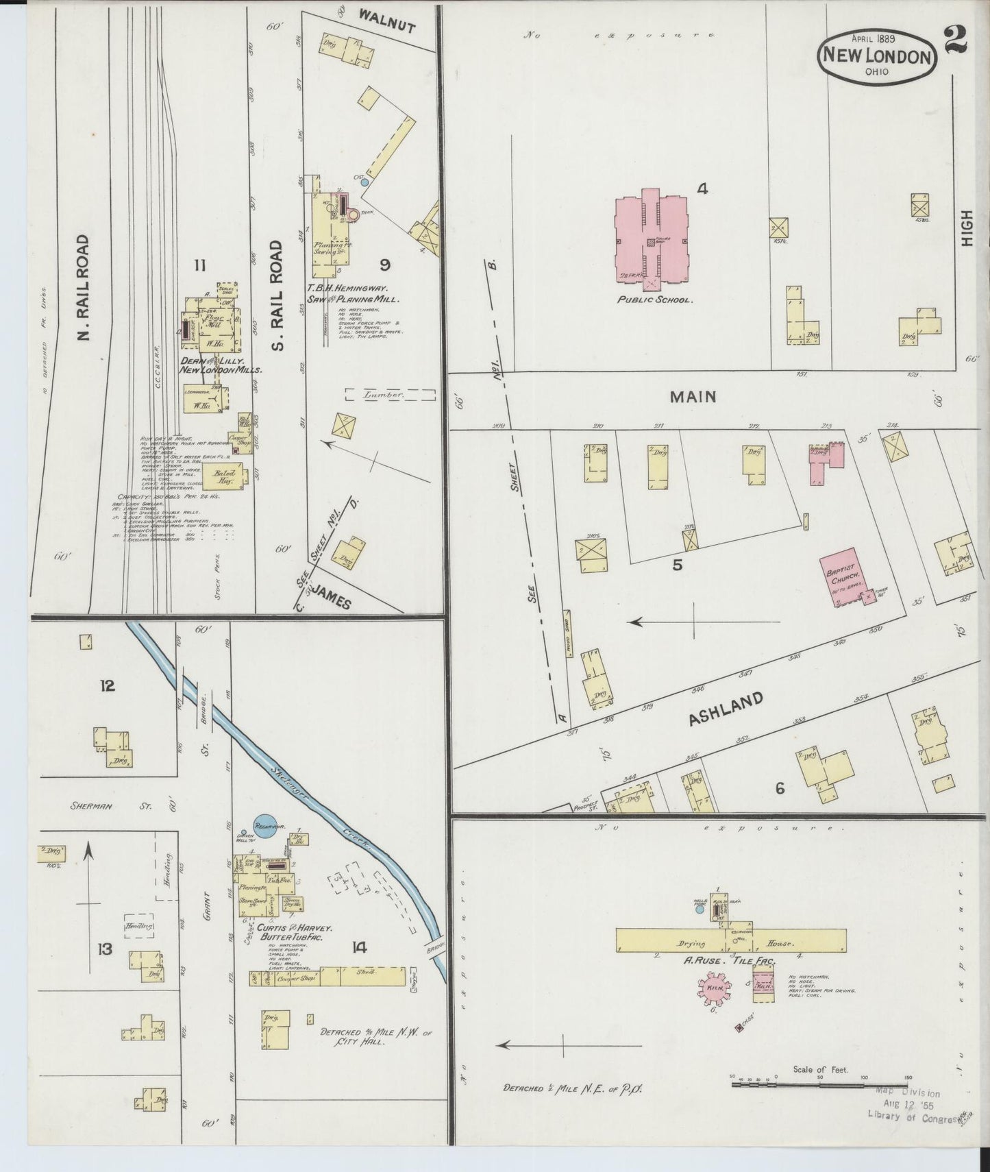 Sanborn Fire Insurance Map from New London, Huron County, Ohio (1889), Sheet #0002 - Historic Sanborn Fire Insurance Map Print, vintage old map wall art, antique decor, genealogy gift, Ohio Ohio map