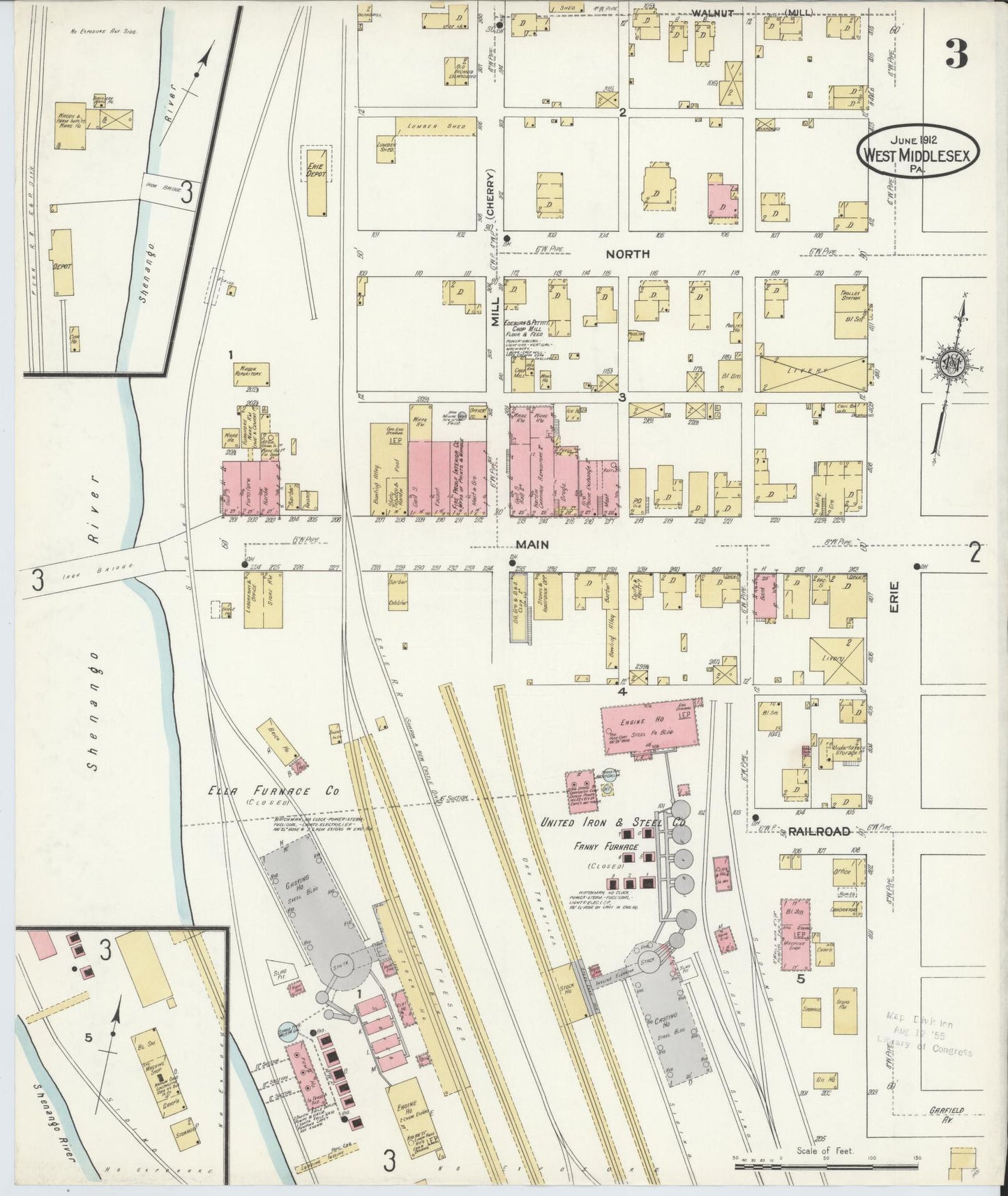 Sanborn Fire Insurance Map from West Middlesex, Mercer County, Pennsylvania (1912), Sheet #0003 - Complete Map Set gallery image, historic Sanborn map, vintage wall art, Pennsylvania Pennsylvania