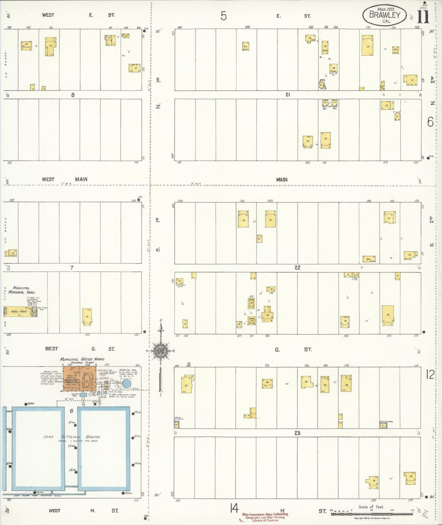Sanborn Fire Insurance Map from Brawley, Imperial County, California (1922), Sheet #0011 - Historic Sanborn Fire Insurance Map Print, vintage old map wall art, antique decor, genealogy gift, California California map