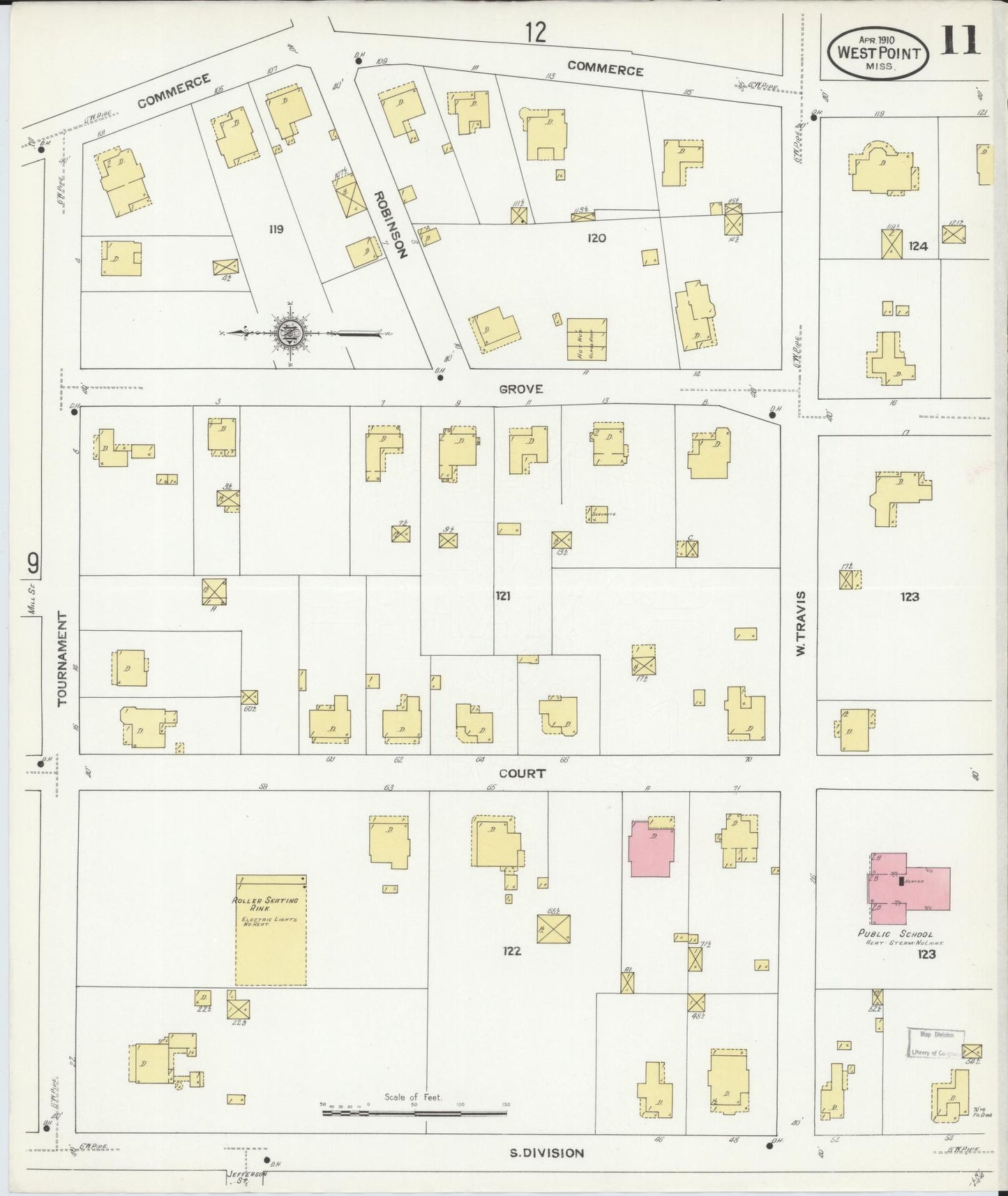 Sanborn Fire Insurance Map from West Point, Clay County, Mississippi (1910), Sheet #0011 - Historic Sanborn Fire Insurance Map Print, vintage old map wall art, antique decor, genealogy gift, Mississippi Mississippi map