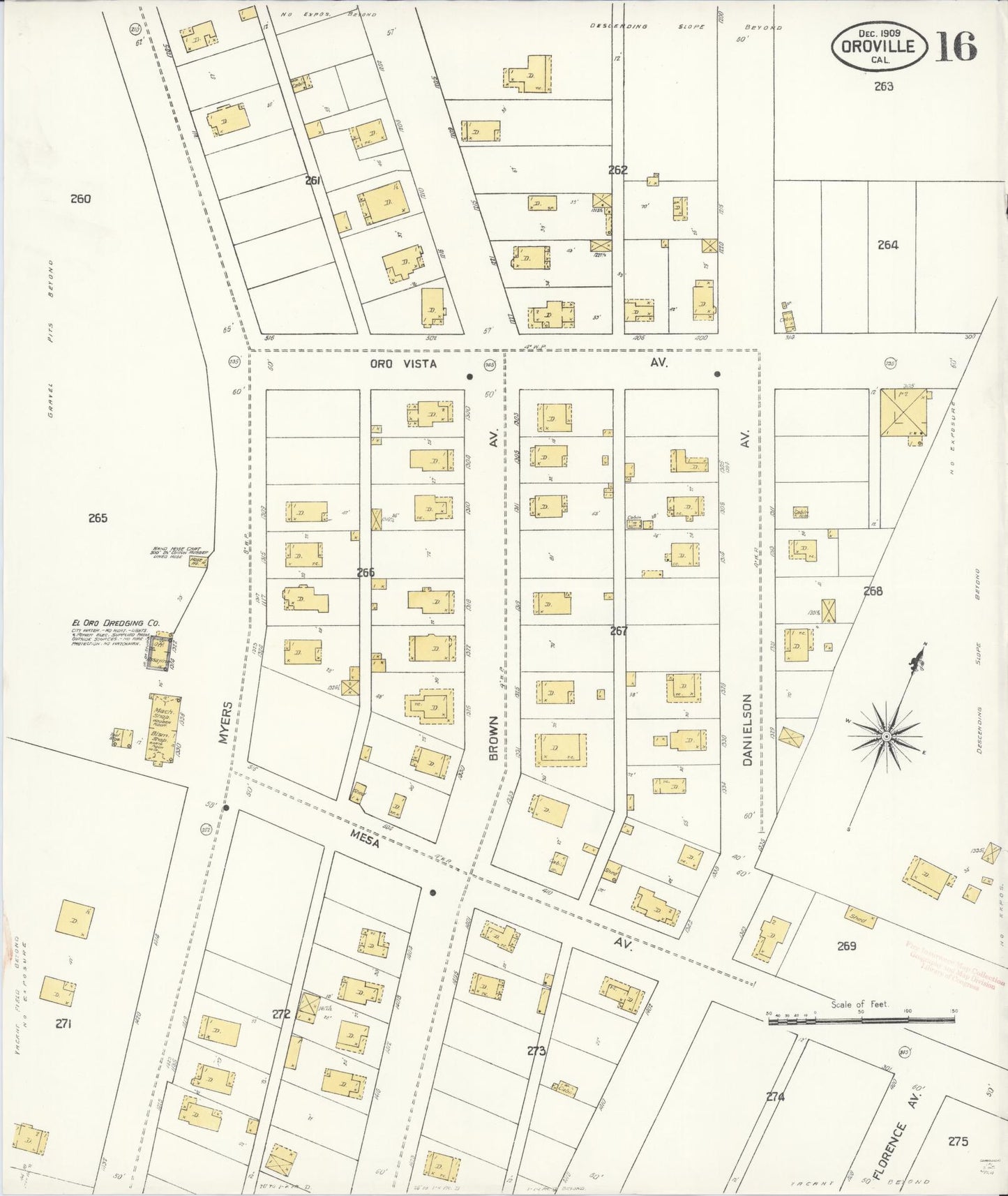 Sanborn Fire Insurance Map from Oroville, Butte County, California (1909), Sheet #0016 - Complete Map Set gallery image, historic Sanborn map, vintage wall art, California California