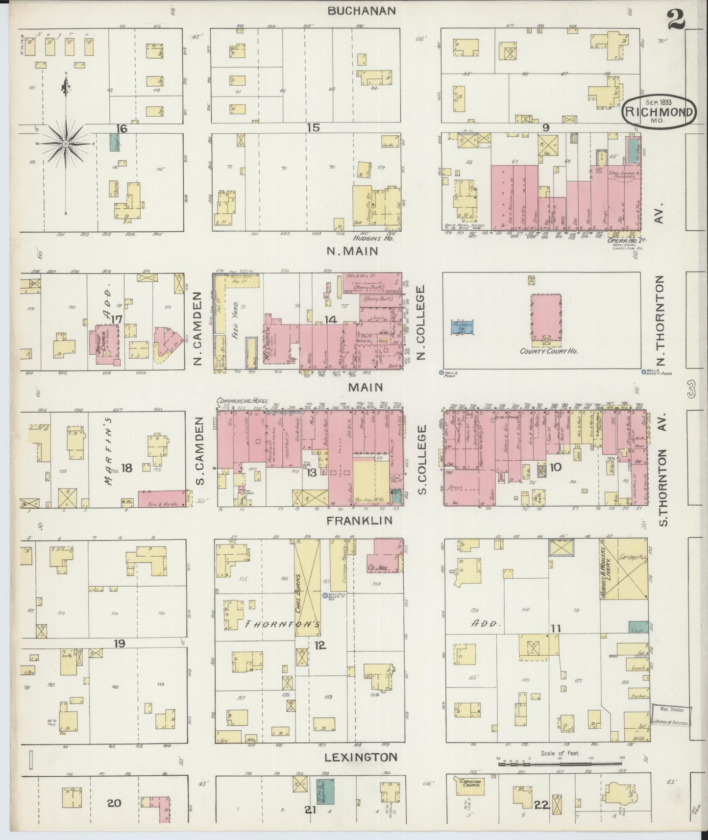 Sanborn Fire Insurance Map from Richmond, Ray County, Missouri (1893), Sheet #0002 - Historic Sanborn Fire Insurance Map Print, vintage old map wall art, antique decor, genealogy gift, Missouri Missouri map