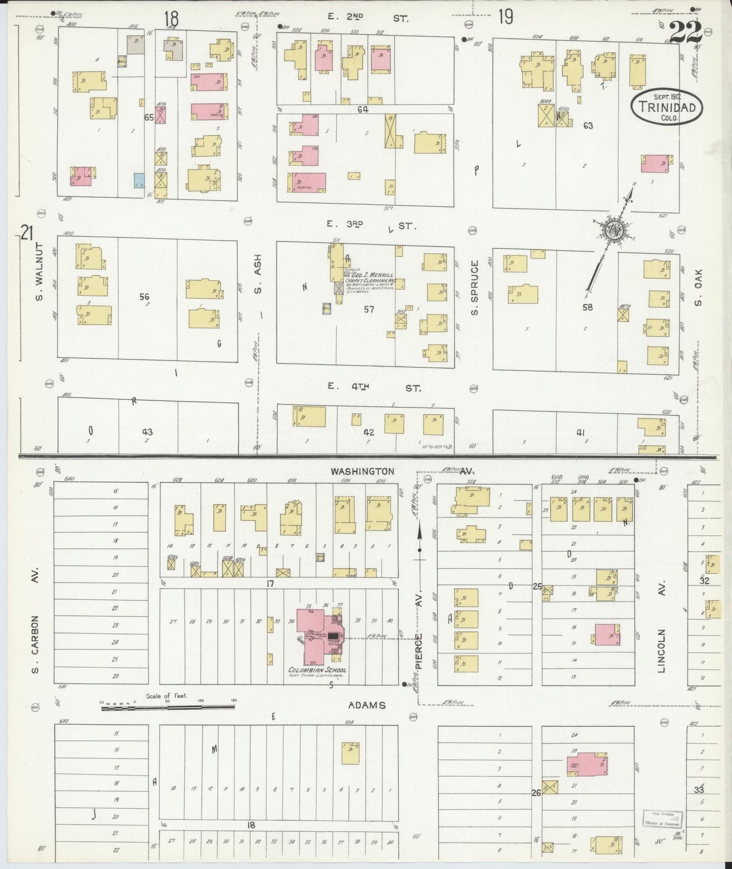 Sanborn Fire Insurance Map from Trinidad, Las Animas County, Colorado (1912), Sheet #0022 - Historic Sanborn Fire Insurance Map Print, vintage old map wall art, antique decor, genealogy gift, Colorado Colorado map