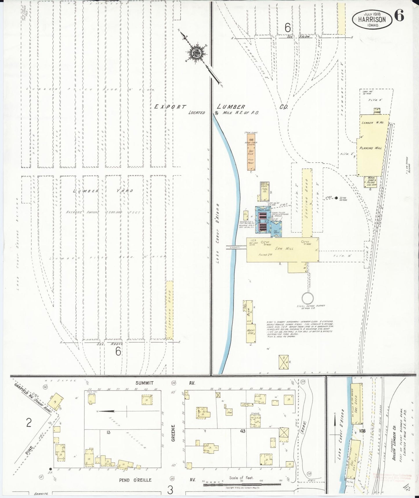 Sanborn Fire Insurance Map from Harrison, Kootenai County, Idaho (1918), Sheet #0006 - Complete Map Set gallery image, historic Sanborn map, vintage wall art, Idaho Idaho