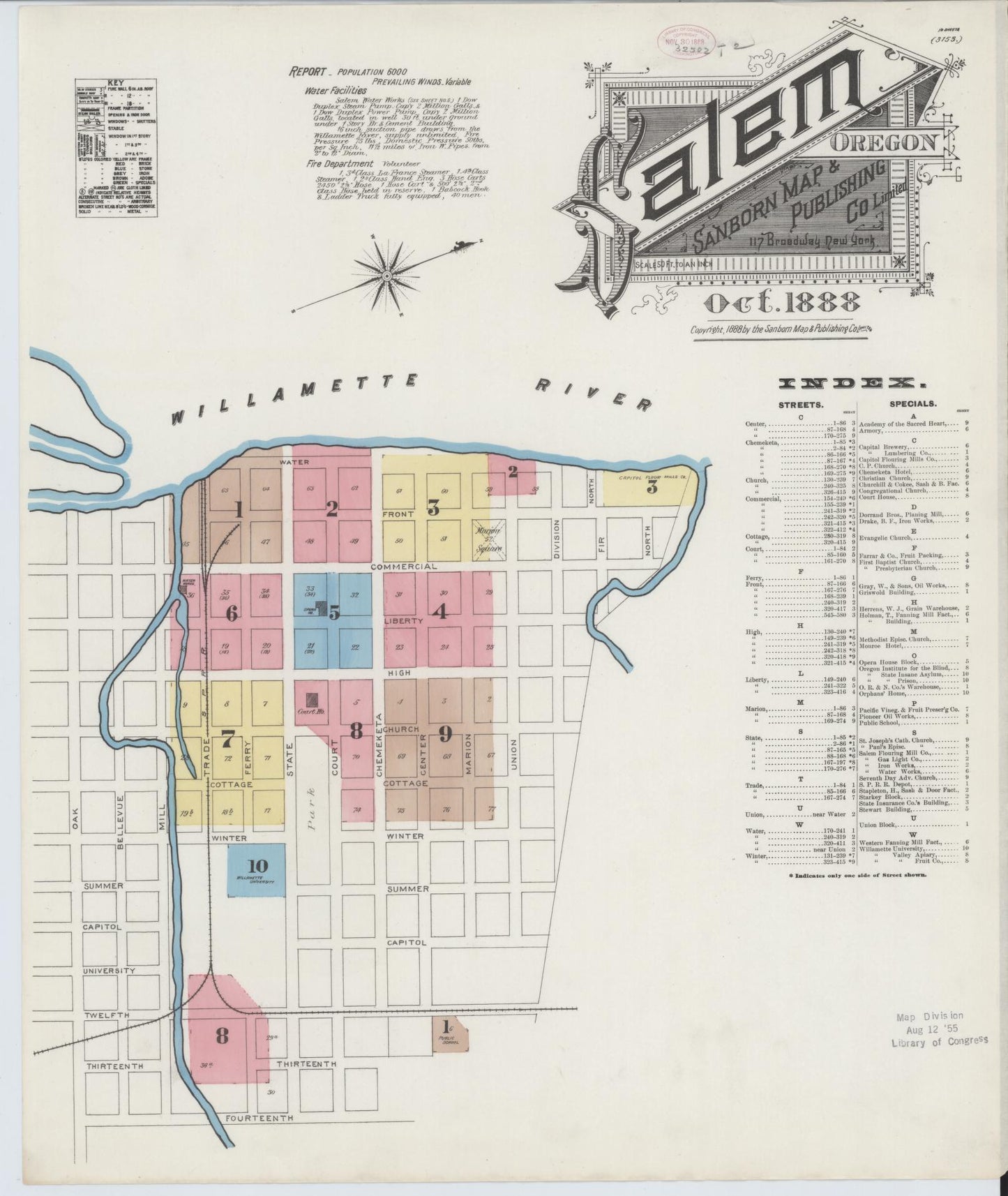 Sanborn Fire Insurance Map from Salem, Marion County, Oregon. (1888) – Historic Sanborn Fire Insurance Map Print