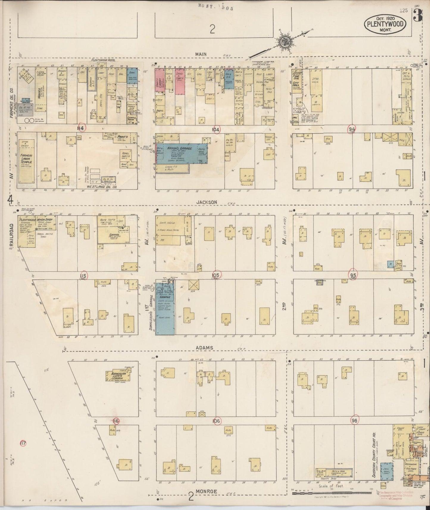 Sanborn Fire Insurance Map from Plentywood, Sheridan County, Montana (1929), Sheet #0003 - Historic Sanborn Fire Insurance Map Print, vintage old map wall art, antique decor, genealogy gift, Montana Montana map