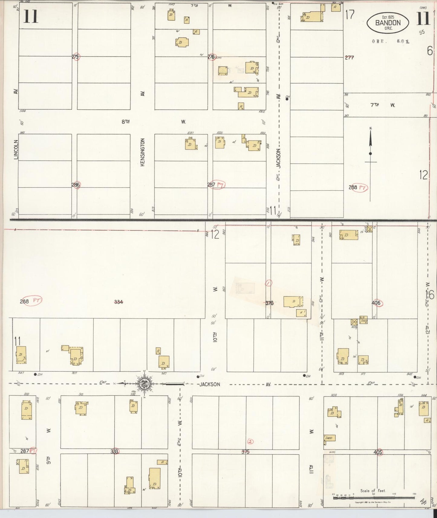 Sanborn Fire Insurance Map from Bandon, Coos County, Oregon (1931), Sheet #0011 - Historic Sanborn Fire Insurance Map Print, vintage old map wall art, antique decor, genealogy gift, Oregon Oregon map