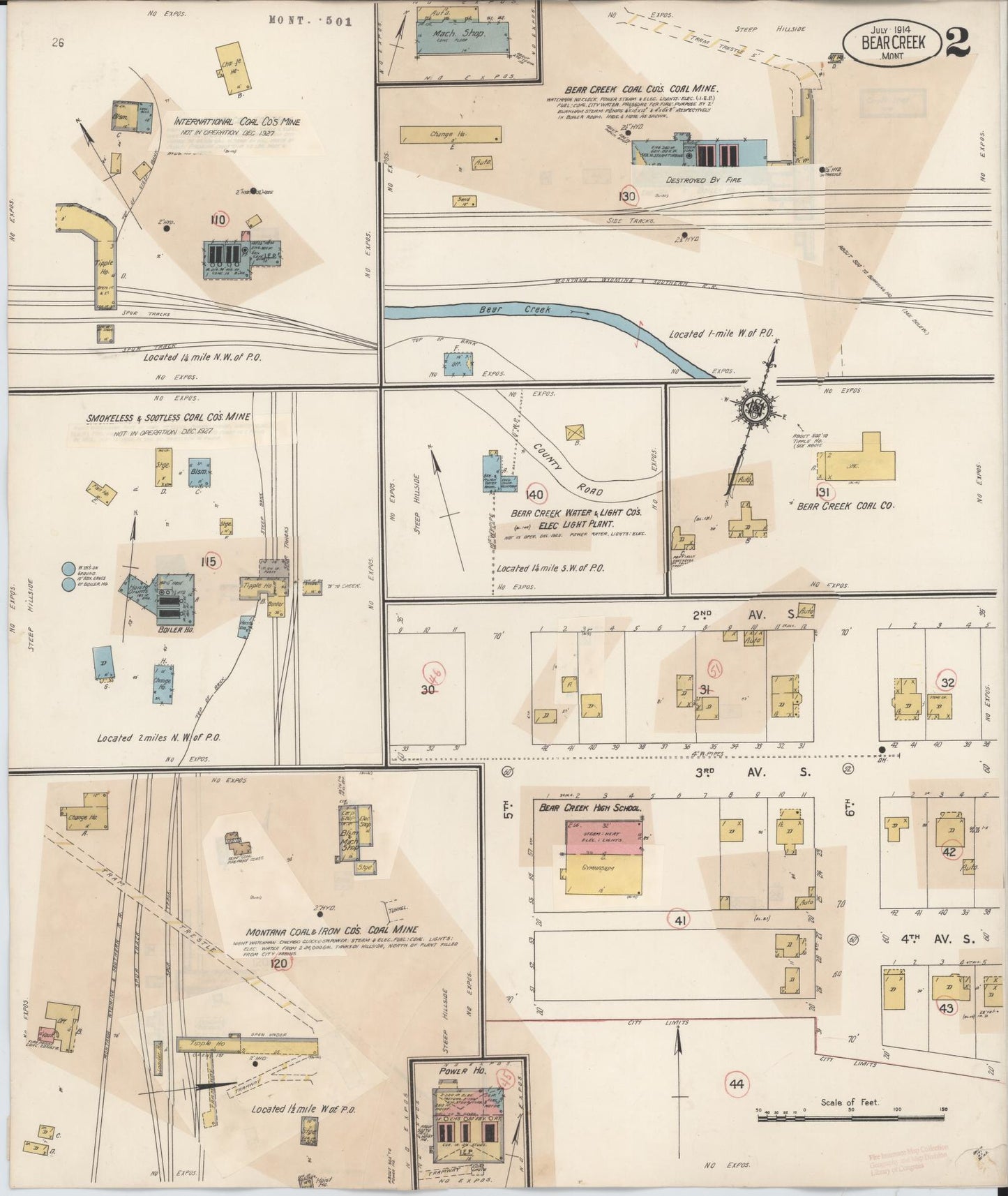 Sanborn Fire Insurance Map from Bear Creek, Carbon County, Montana (1927), Sheet #0002 - Complete Map Set gallery image, historic Sanborn map, vintage wall art, Montana Montana