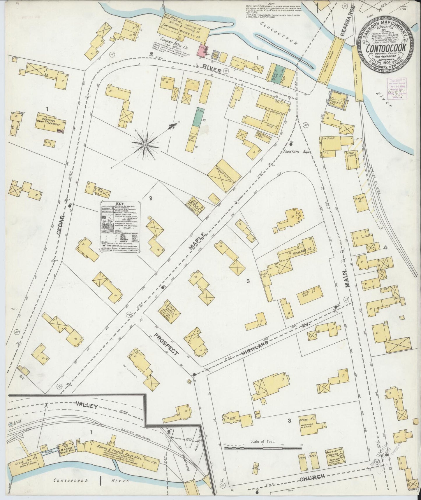 Sanborn Fire Insurance Map from Contoocook, Merrimack County, New Hampshire. (1904) – Historic Sanborn Fire Insurance Map Print