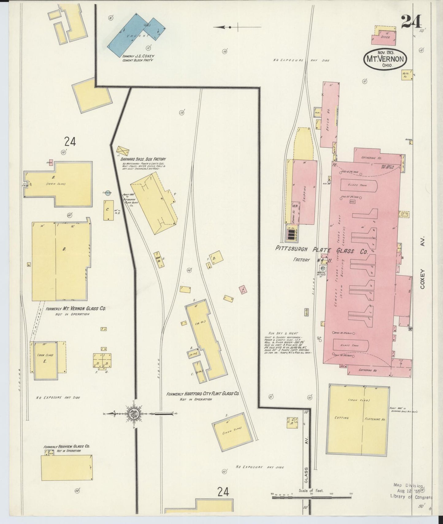 Sanborn Fire Insurance Map from Mount Vernon, Knox County, Ohio (1913), Sheet #0024 - Historic Sanborn Fire Insurance Map Print, vintage old map wall art, antique decor, genealogy gift, Ohio Ohio map