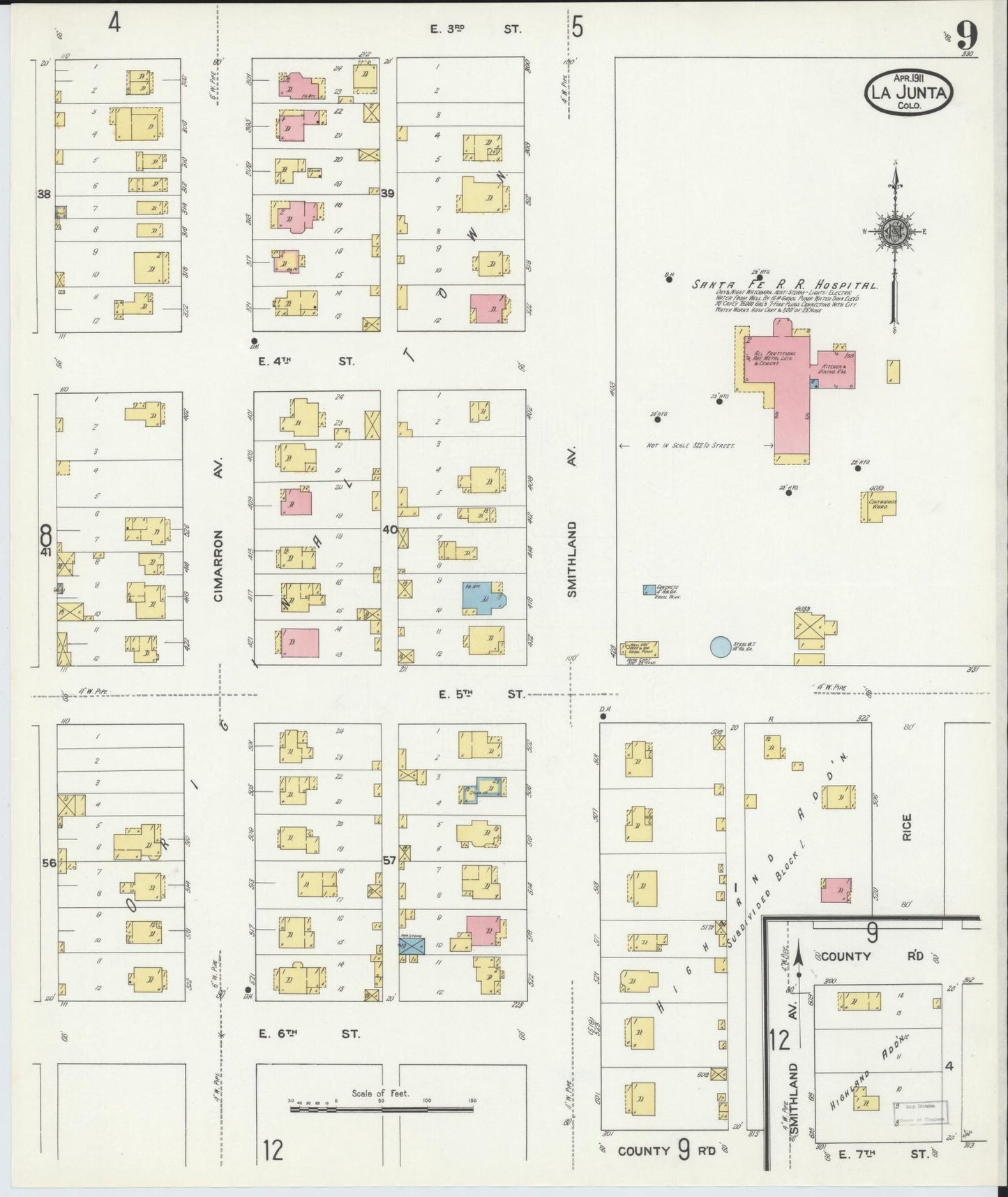 Sanborn Fire Insurance Map from La Junta, Otero County, Colorado (1911), Sheet #0009 - Historic Sanborn Fire Insurance Map Print, vintage old map wall art, antique decor, genealogy gift, Colorado Colorado map