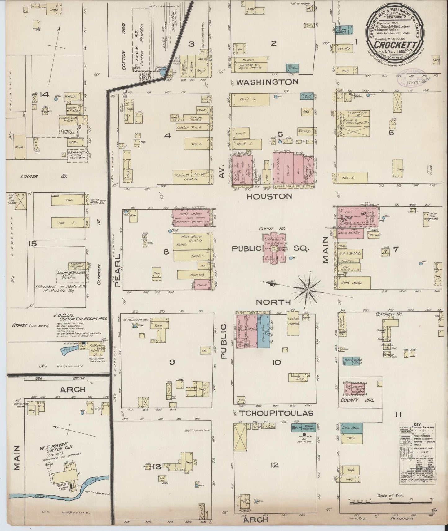 Sanborn Fire Insurance Map from Crockett, Houston County, Texas. (1885) – Historic Sanborn Fire Insurance Map Print