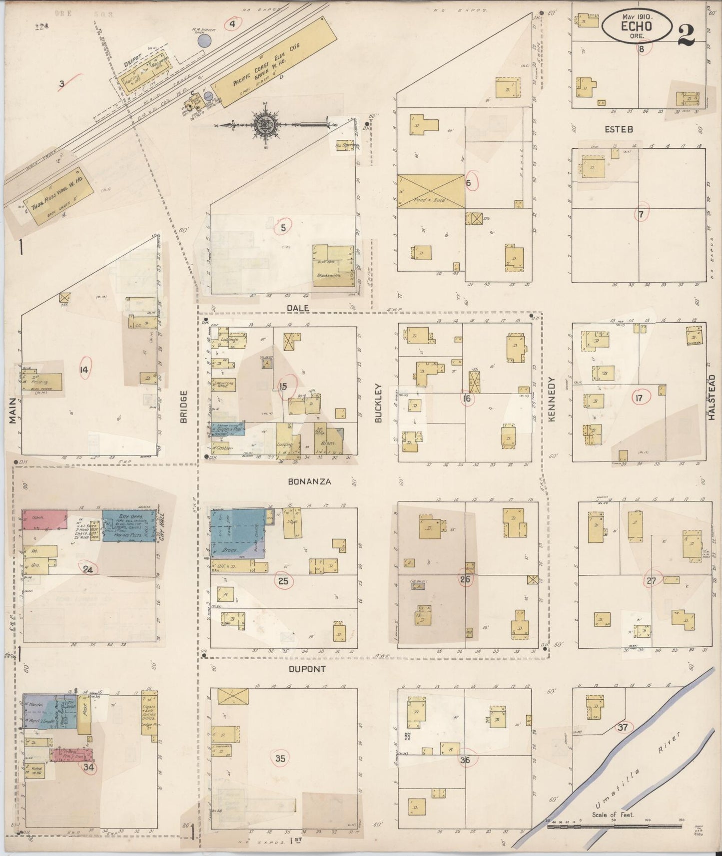 Sanborn Fire Insurance Map from Echo, Umatilla County, Oregon (1932), Sheet #0002 - Complete Map Set gallery image, historic Sanborn map, vintage wall art, Oregon Oregon
