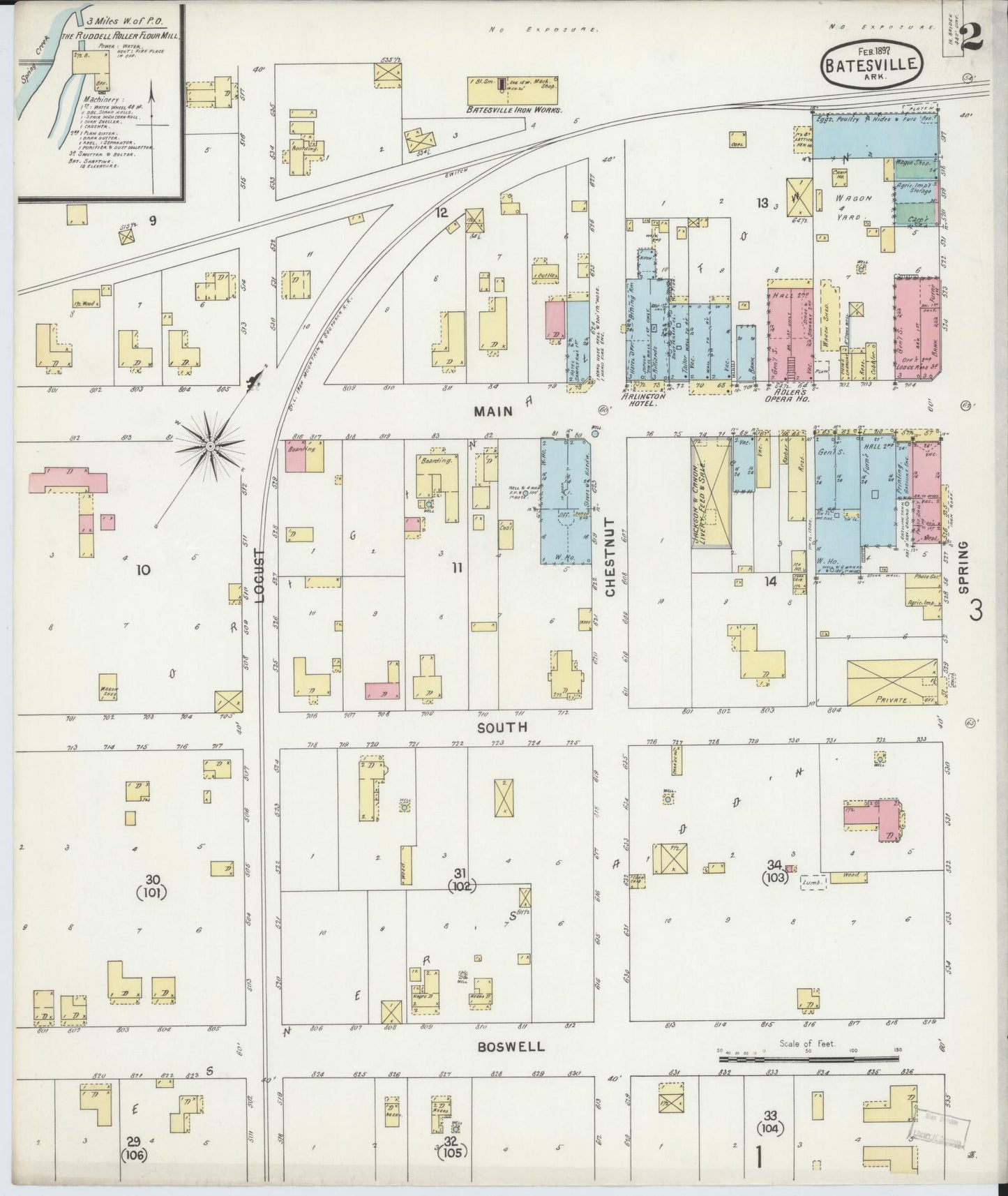 Sanborn Fire Insurance Map from Batesville, Independence County, Arkansas (1897), Sheet #0002 - Historic Sanborn Fire Insurance Map Print, vintage old map wall art, antique decor, genealogy gift, Arkansas Arkansas map